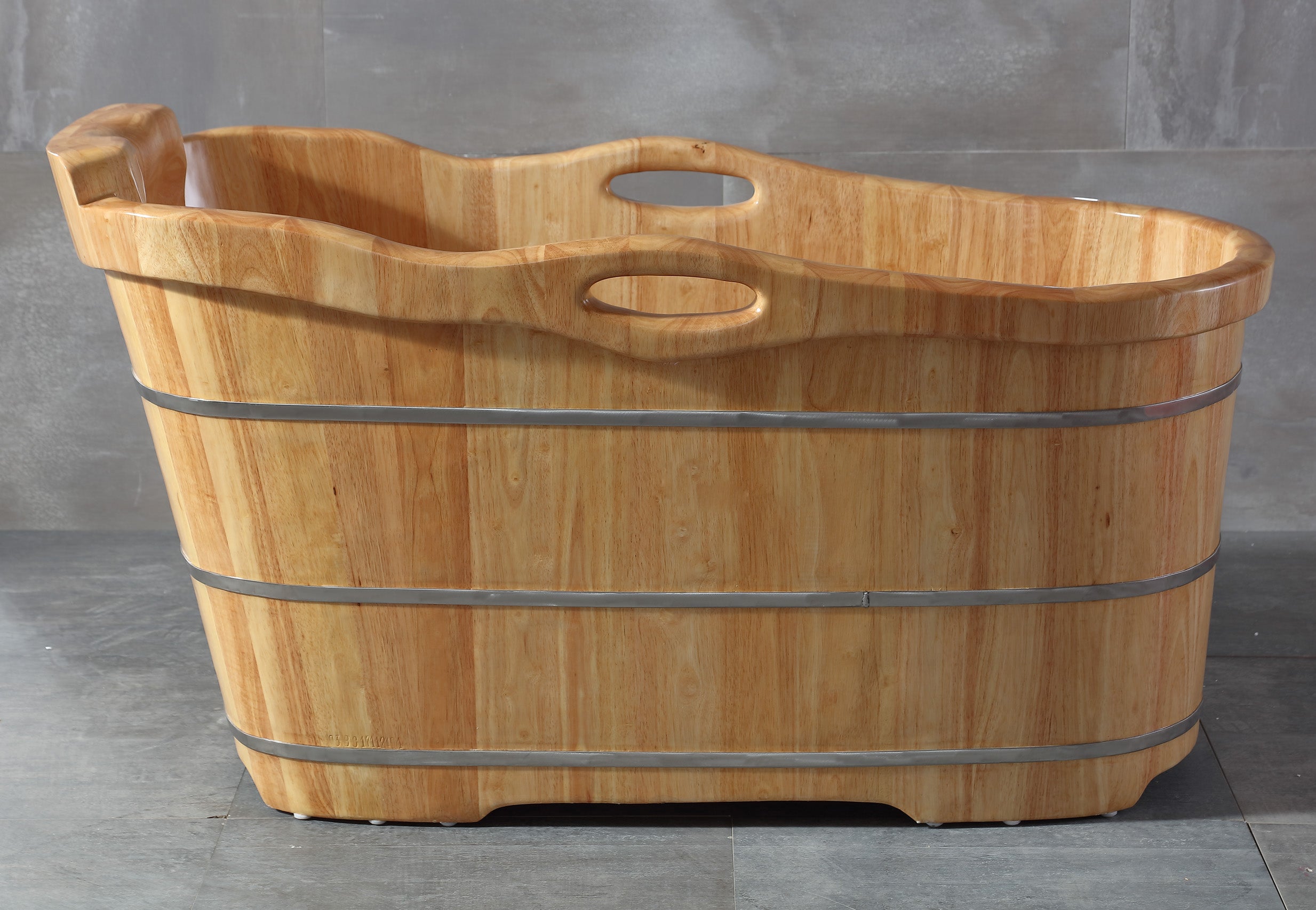 ALFI AB1187 57" Free Standing Rubber Wooden Soaking Bathtub with Headrest