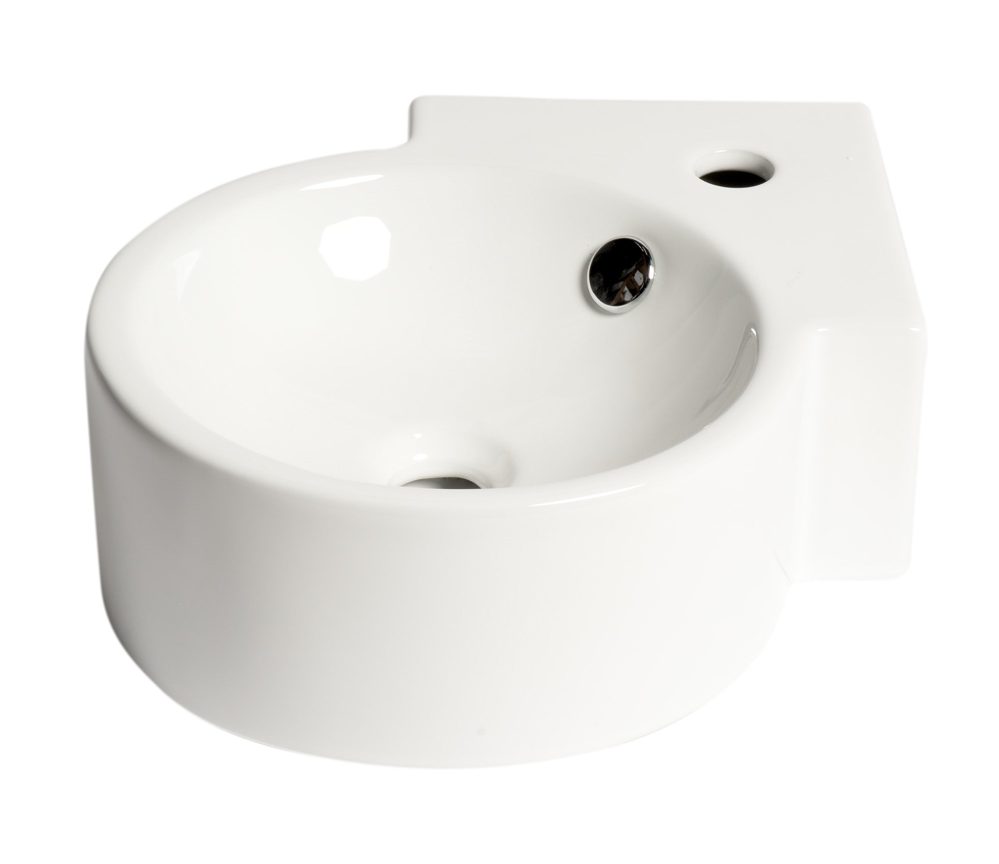 ALFI ABC121 White 17" Tiny Corner Wall Mounted Ceramic Sink with Faucet Hole