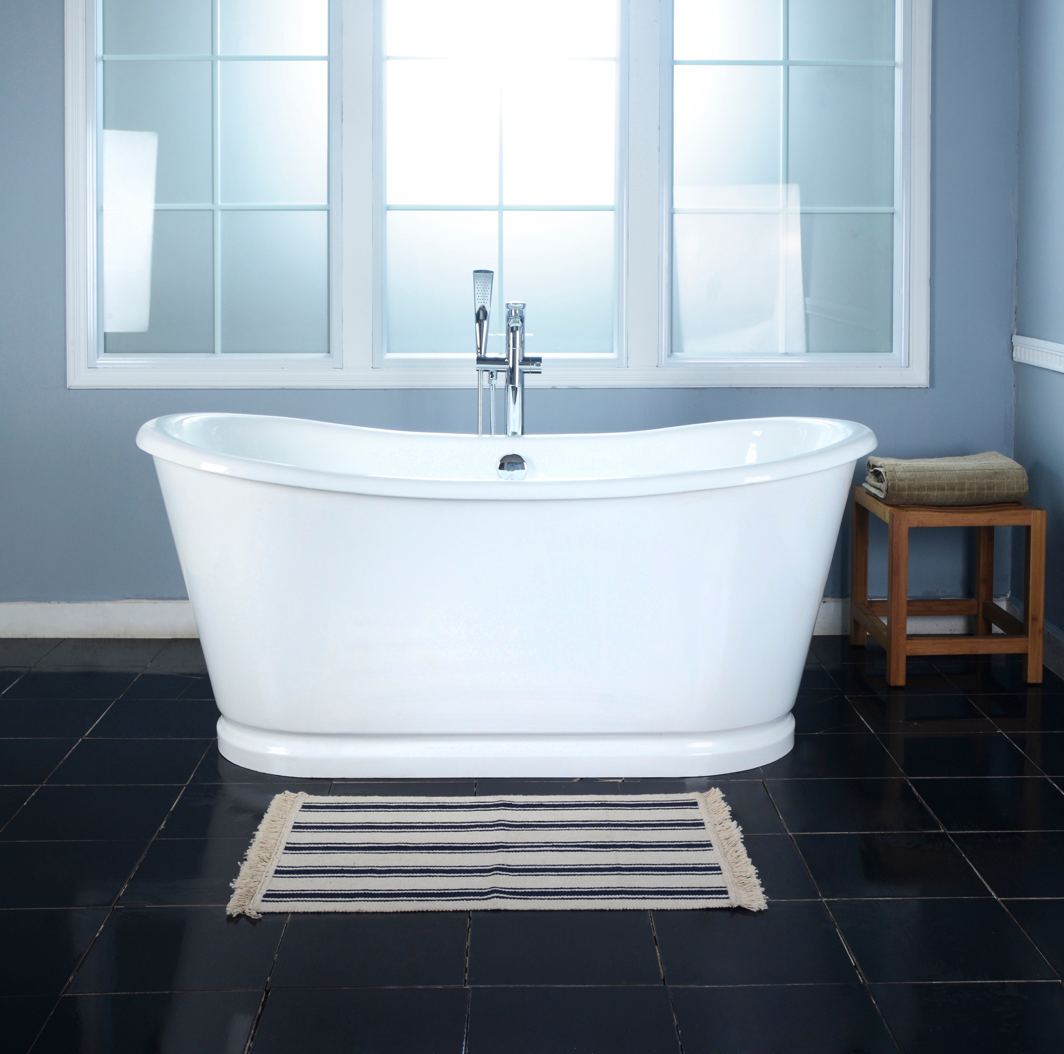 Kingston Brass VCTDS662829 66" Cast Iron Oval Double Slipper Pedestal Tub (No Faucet Drillings), White