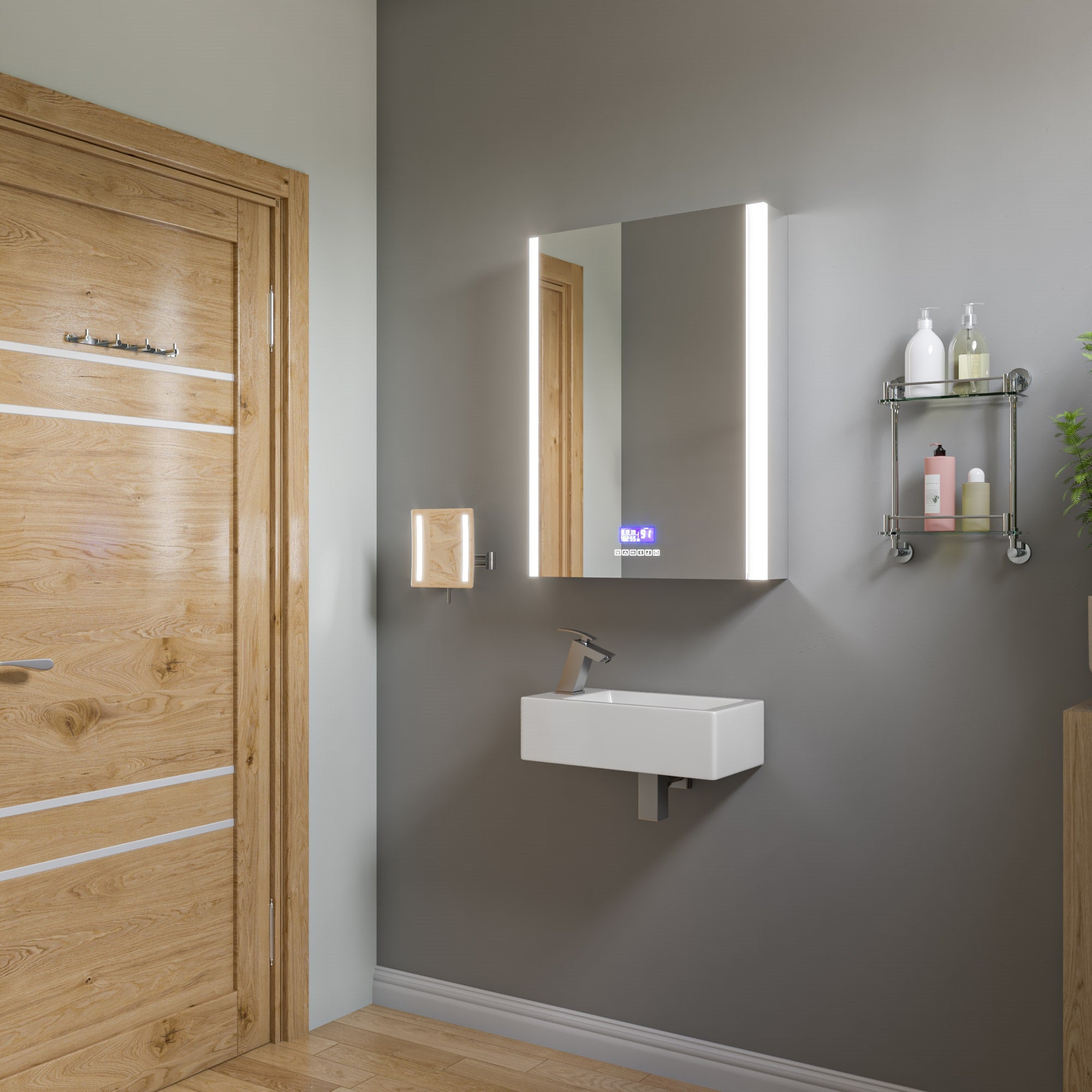 ALFI AB9549 Polished Chrome Wall Mounted Double Glass Shower Shelf Bathroom Accessory