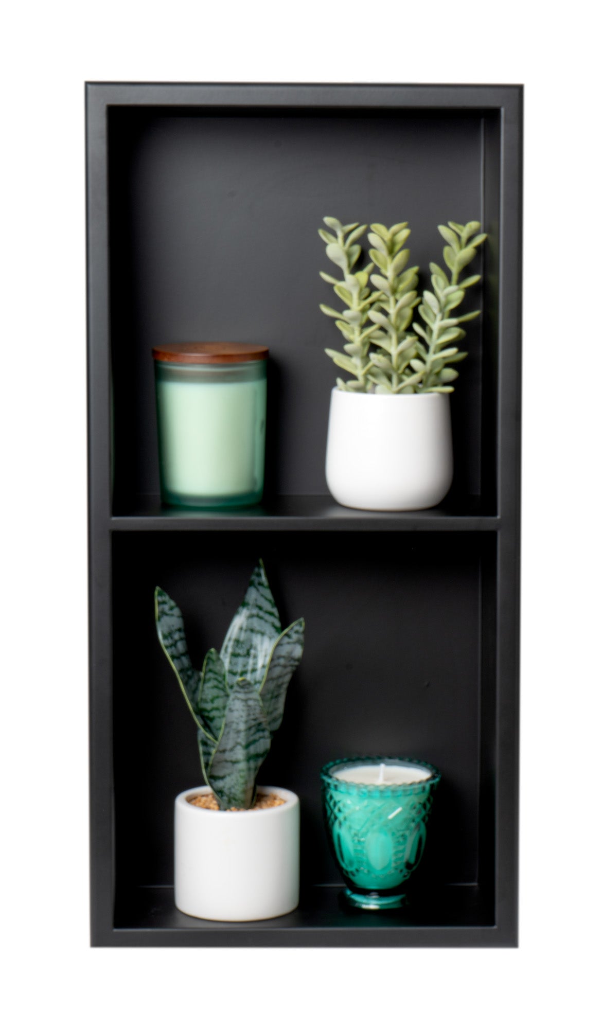 ALFI ABNC1224-BLA 12 x 24 Black Matte Stainless Steel Vertical Double Shelf Bath Shower Niche