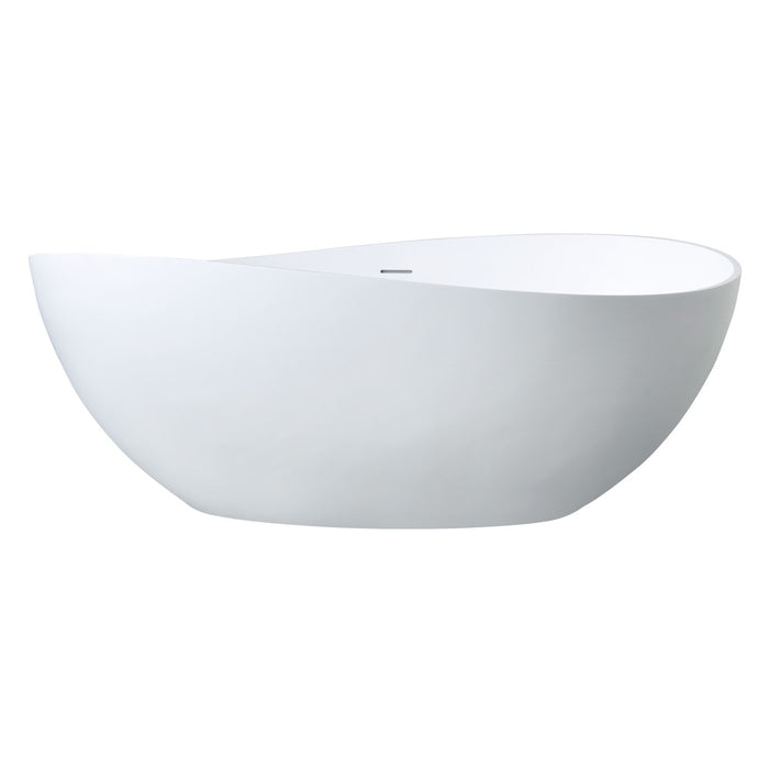 Kingston Brass VRTOV633724 63" Solid Surface Oval Double Slipper Freestanding Tub with Drain, Matte White