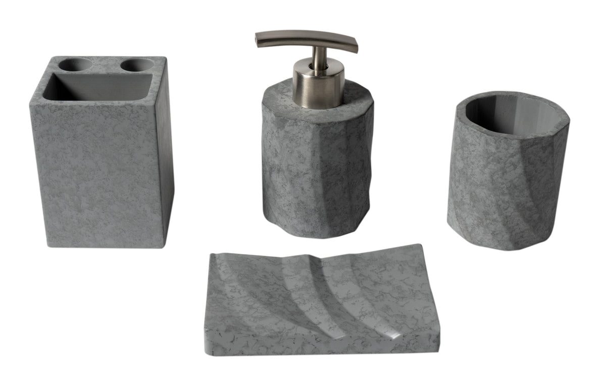 ALFI ABCO1019 4 Piece Solid Concrete Gray Matte Bathroom Accessory Set