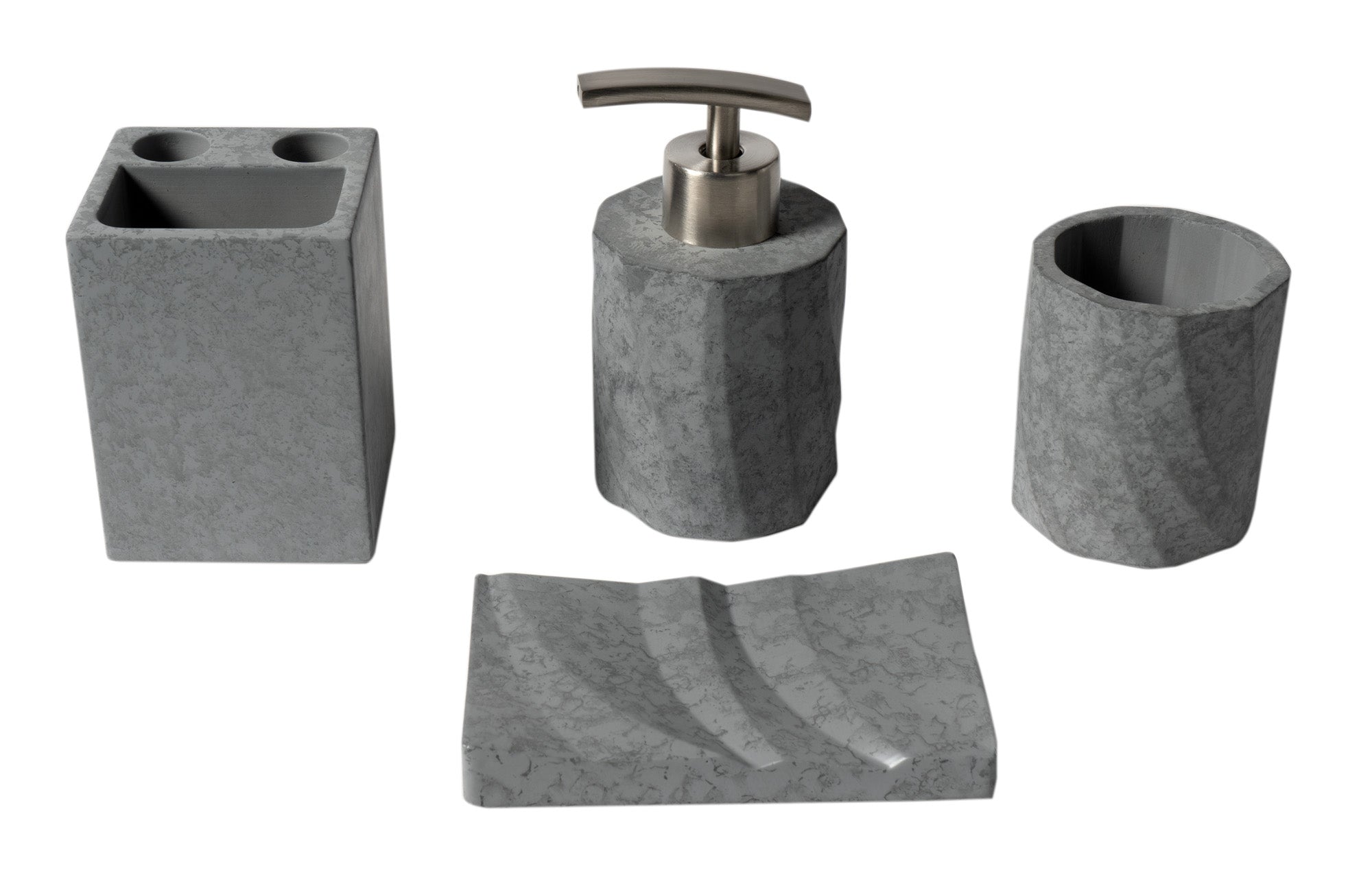 ALFI ABCO1019 4 Piece Solid Concrete Gray Matte Bathroom Accessory Set