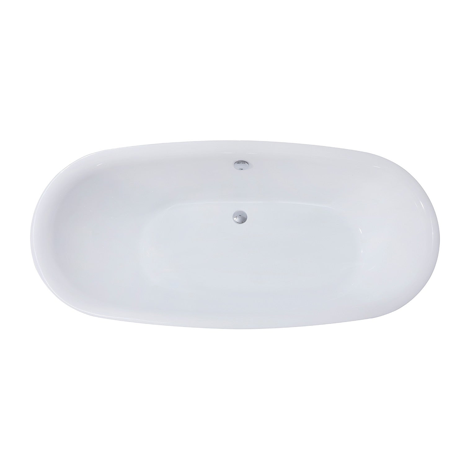 Kingston Brass VTDE713321 71" Acrylic Oval Double Ended Freestanding Tub with Drain, Glossy White