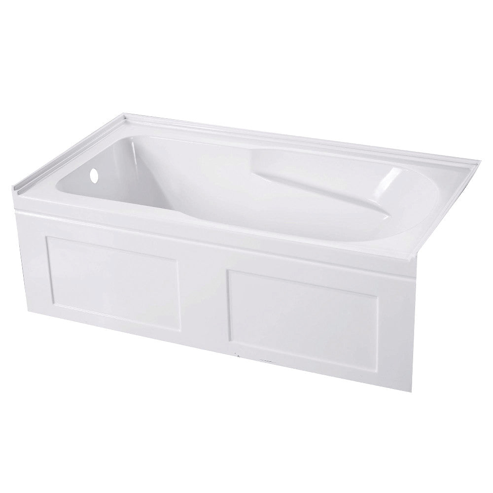 Aqua Eden VTAP603220CL 60" Acrylic Rectangular 3-Wall Alcove Tub with Anti Skid and Left Drain Hole, Glossy White