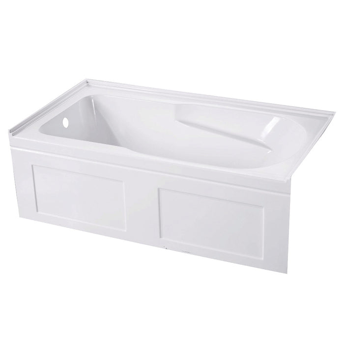 Aqua Eden VTAP603220CL 60" Acrylic Rectangular 3-Wall Alcove Tub with Anti Skid and Left Drain Hole, Glossy White