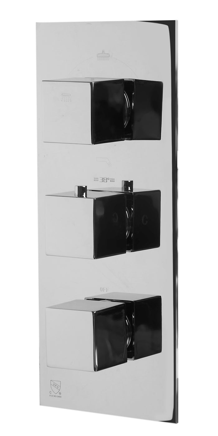 ALFI AB2901-PC Polished Chrome Concealed 4-Way Thermostatic Valve Shower Mixer /w Square Knobs