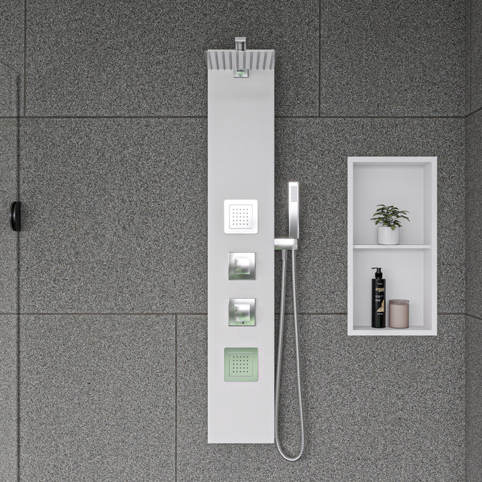 ALFI ABSP60W White Aluminum Shower Panel with 2 Body Sprays and Rain Shower Head