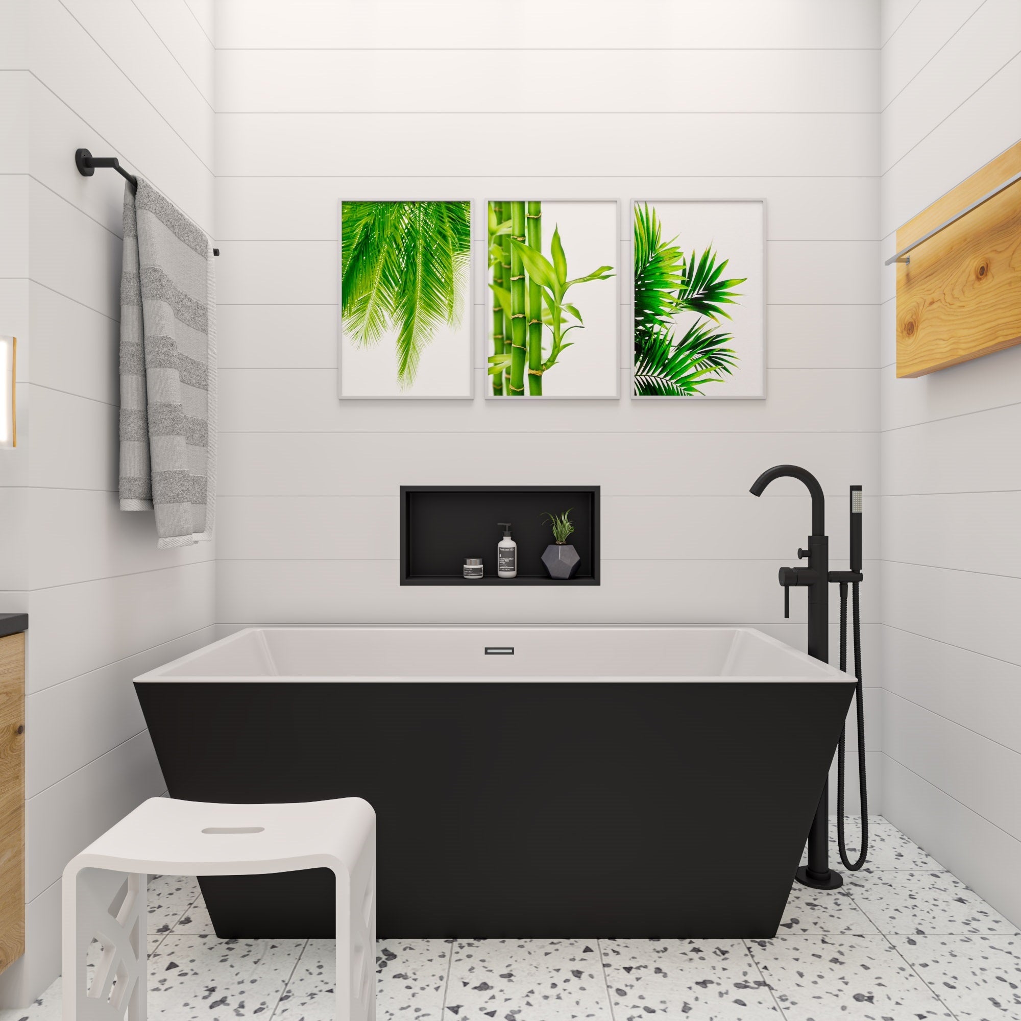 ALFI AB2534-BM Black Matte Single Lever Floor Mounted Tub Filler Mixer w Hand Held Shower Head