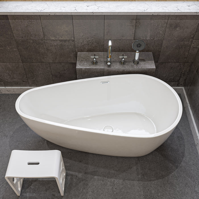 ALFI AB8861 59 inch White Oval Acrylic Free Standing Soaking Bathtub