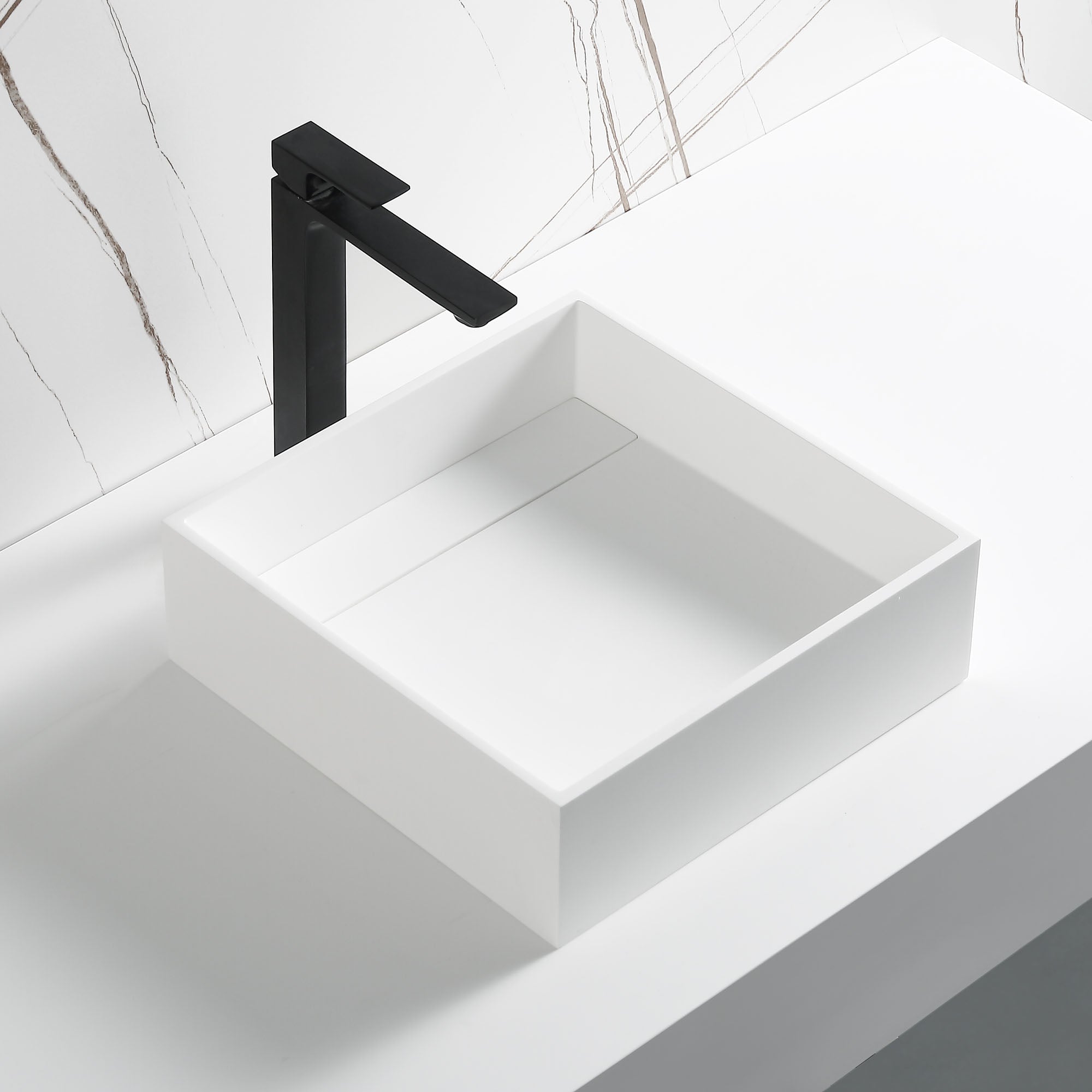 ALFI ABRS14S 14" Square White Matte Solid Surface Resin Sink