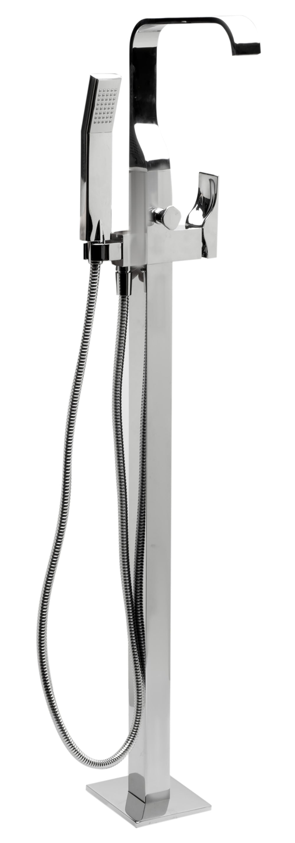 ALFI AB2180-PC Polished Chrome Single Lever Floor Mounted Tub Filler Mixer w Hand Held Shower Head
