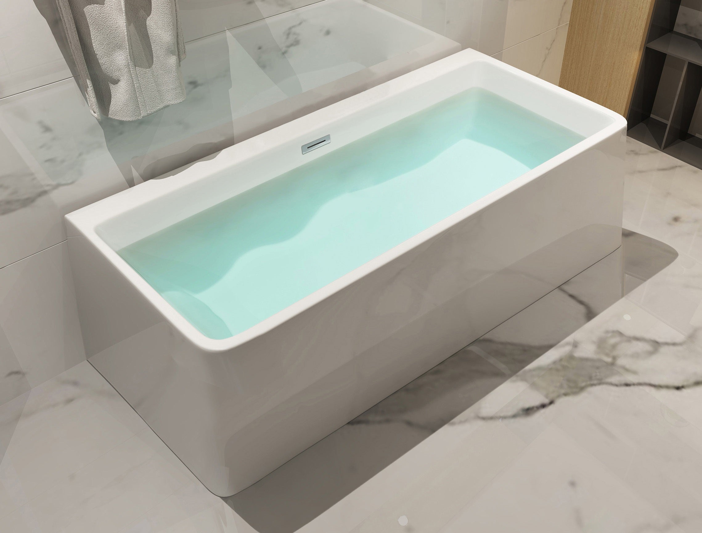 ALFI AB8859 67 inch White Rectangular Acrylic Free Standing Soaking Bathtub
