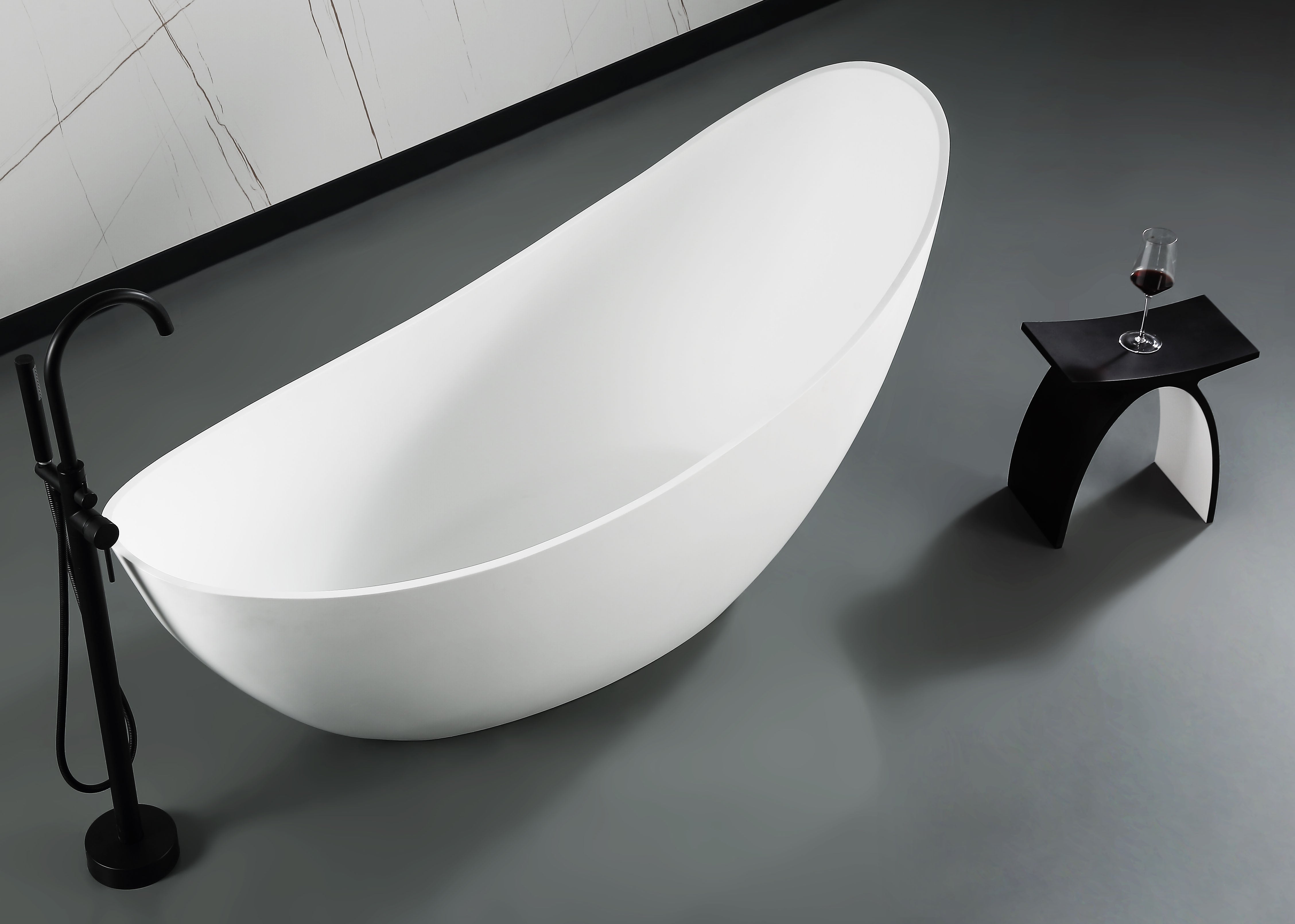ALFI ABST77BM Black Matte Arched Solid Surface Resin Bathroom / Shower Stool