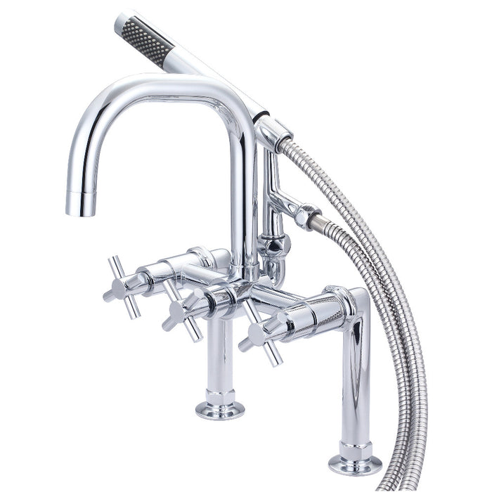 Aqua Vintage AE8401DX Concord 7" Center Deck-Mount Clawfoot Tub Faucet with Hand Shower, Polished Chrome