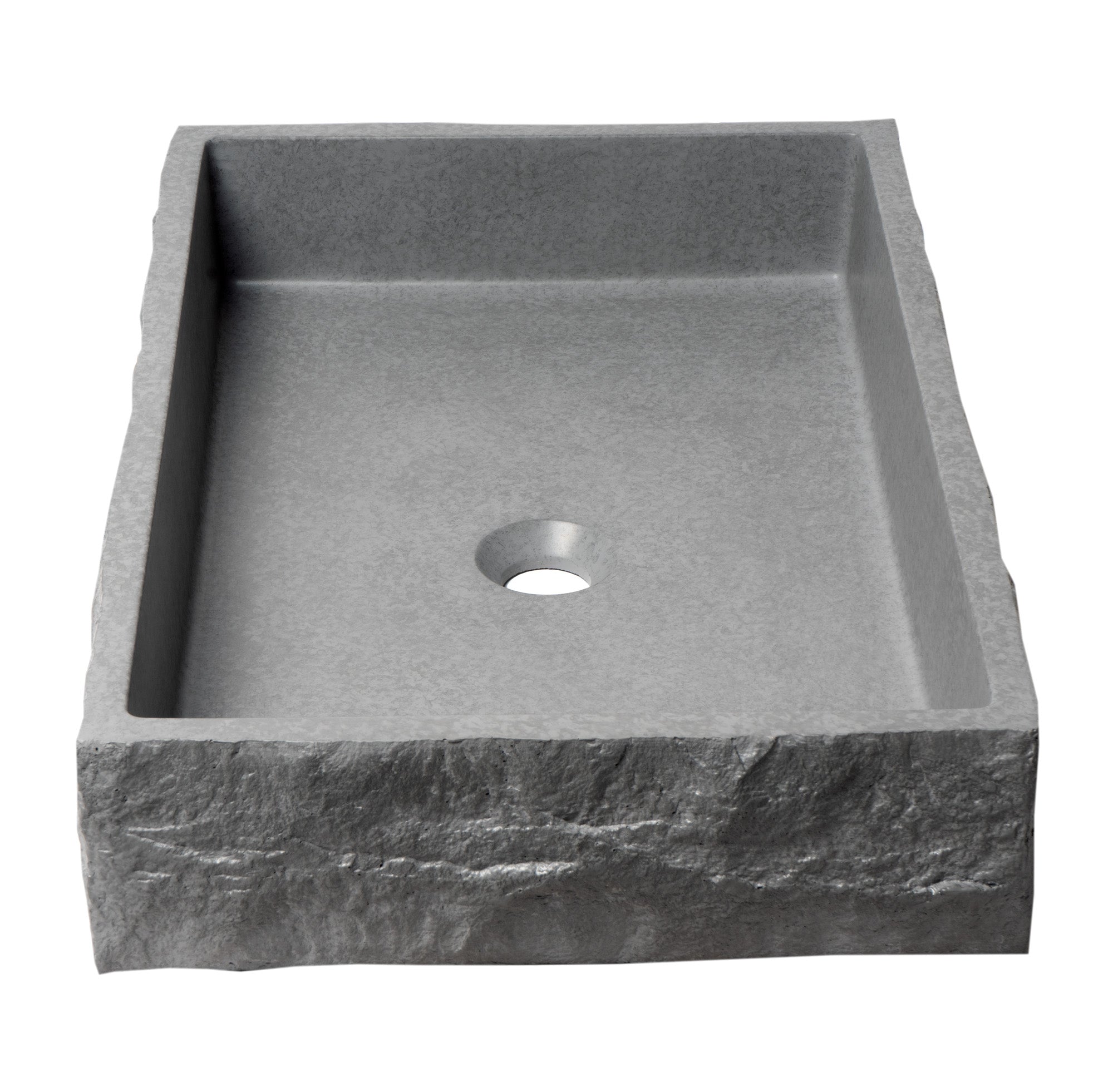 ALFI ABCO24R 24" Solid Concrete Chiseled Style Rectangular Above Mount Vessel Sink