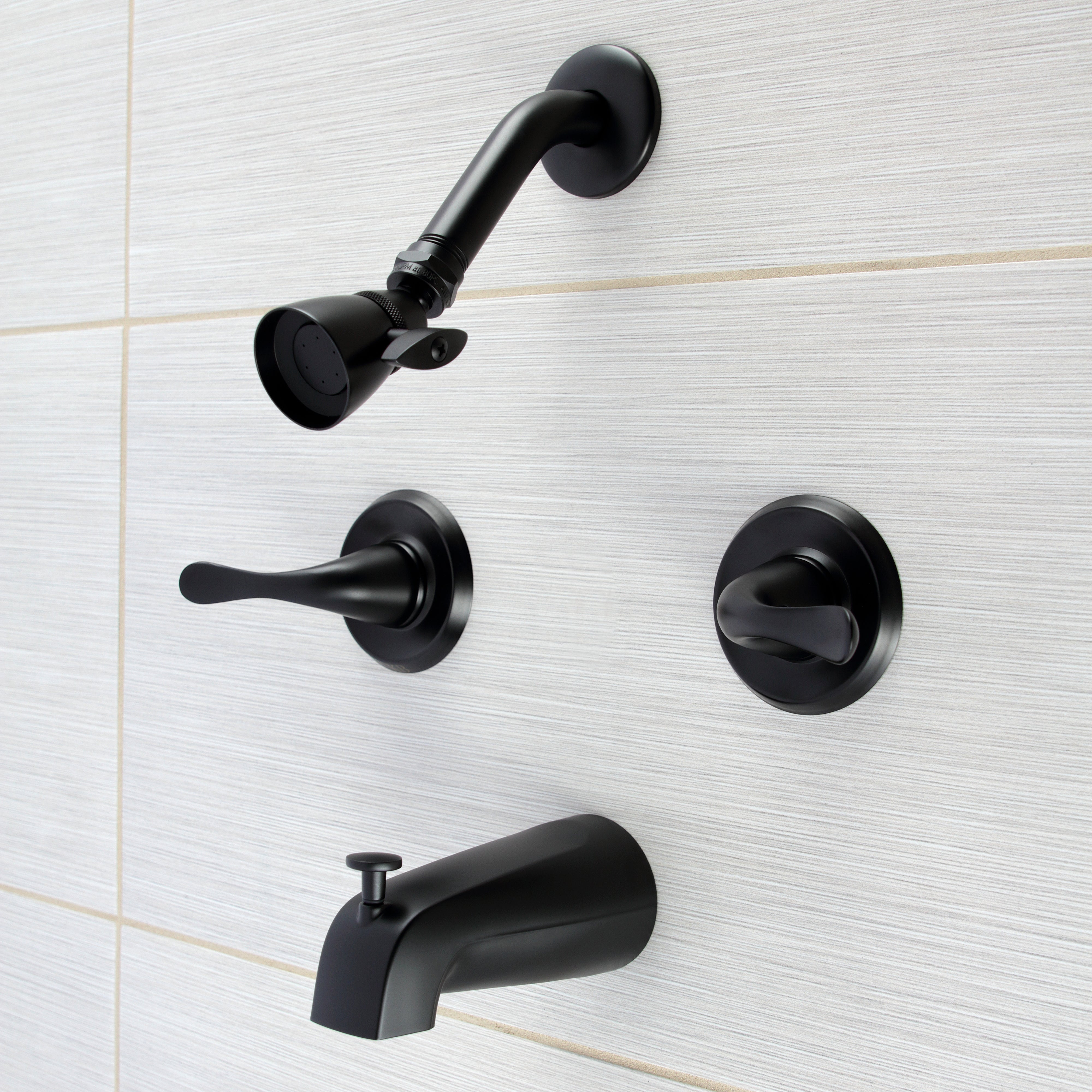 Kingston Brass KB2230YL Yosemite Triple-Handle Tub and Shower Faucet, Matte Black