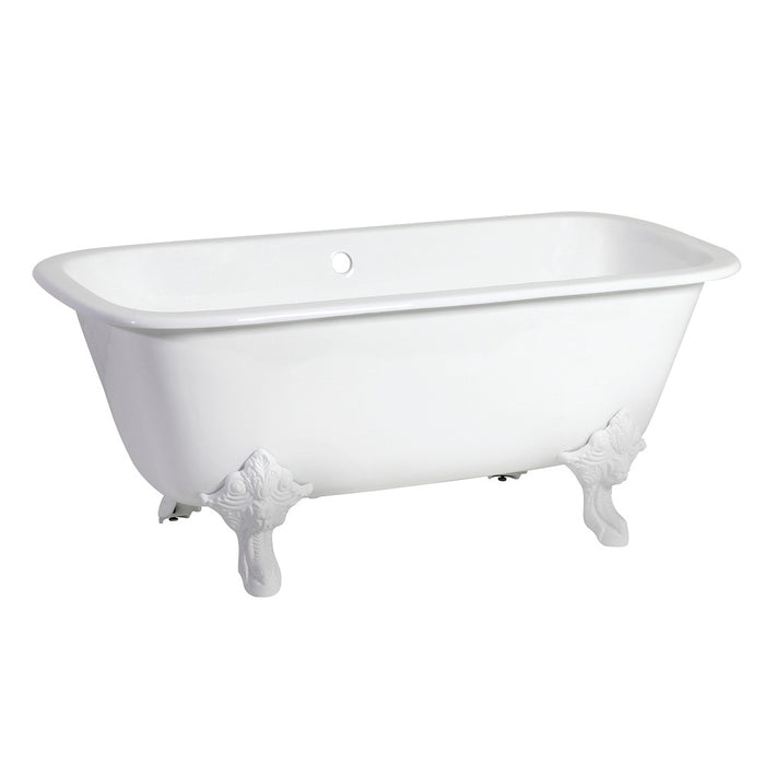 Aqua Eden VCTQND6732NLW 67" Cast Iron Rectangular Double Ended Clawfoot Tub (No Faucet Drillings), White/White