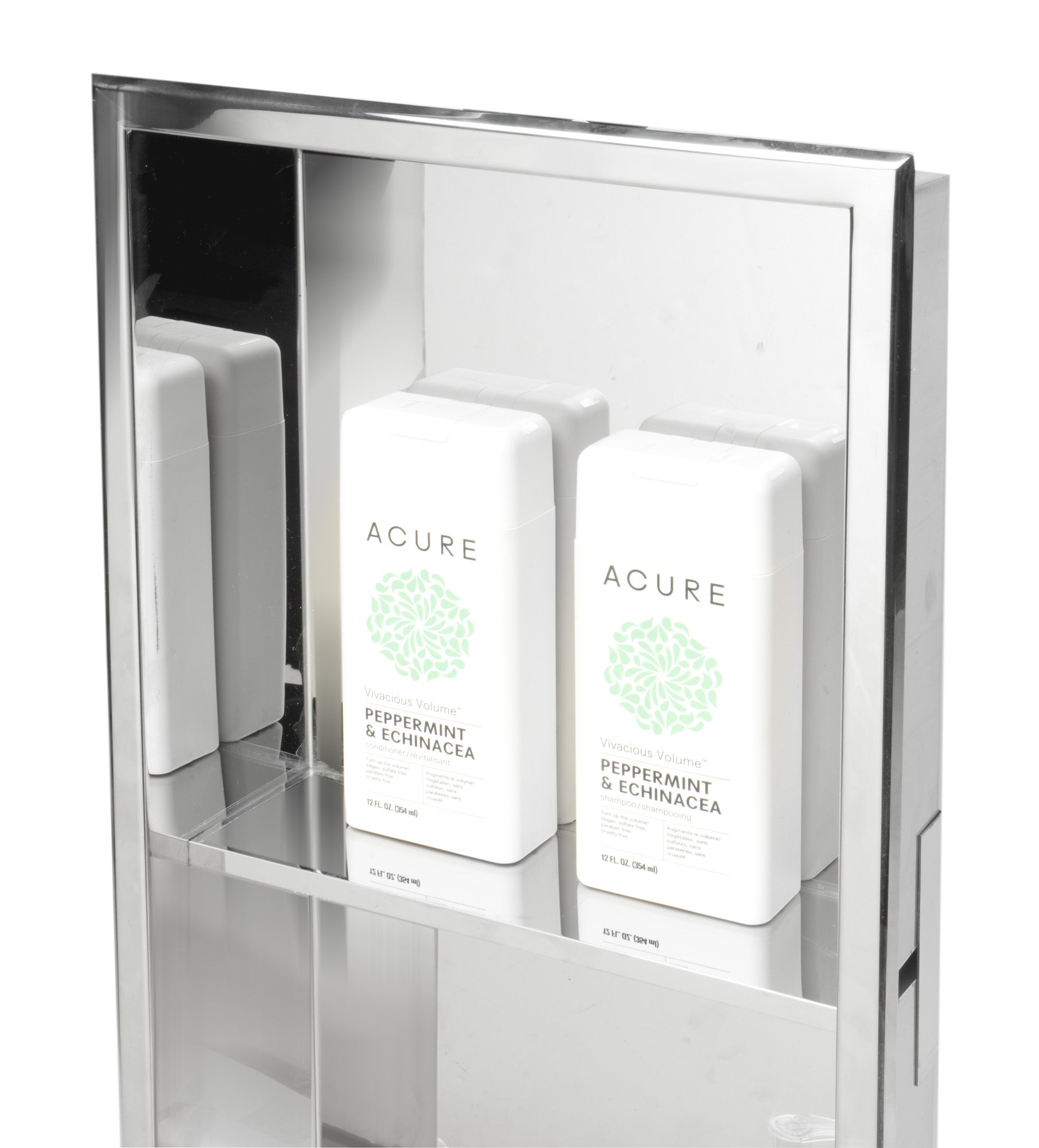 ALFI ABN1224-PSS 12 x 24 Polished Stainless Steel Vertical Double Shelf Bath Shower Niche