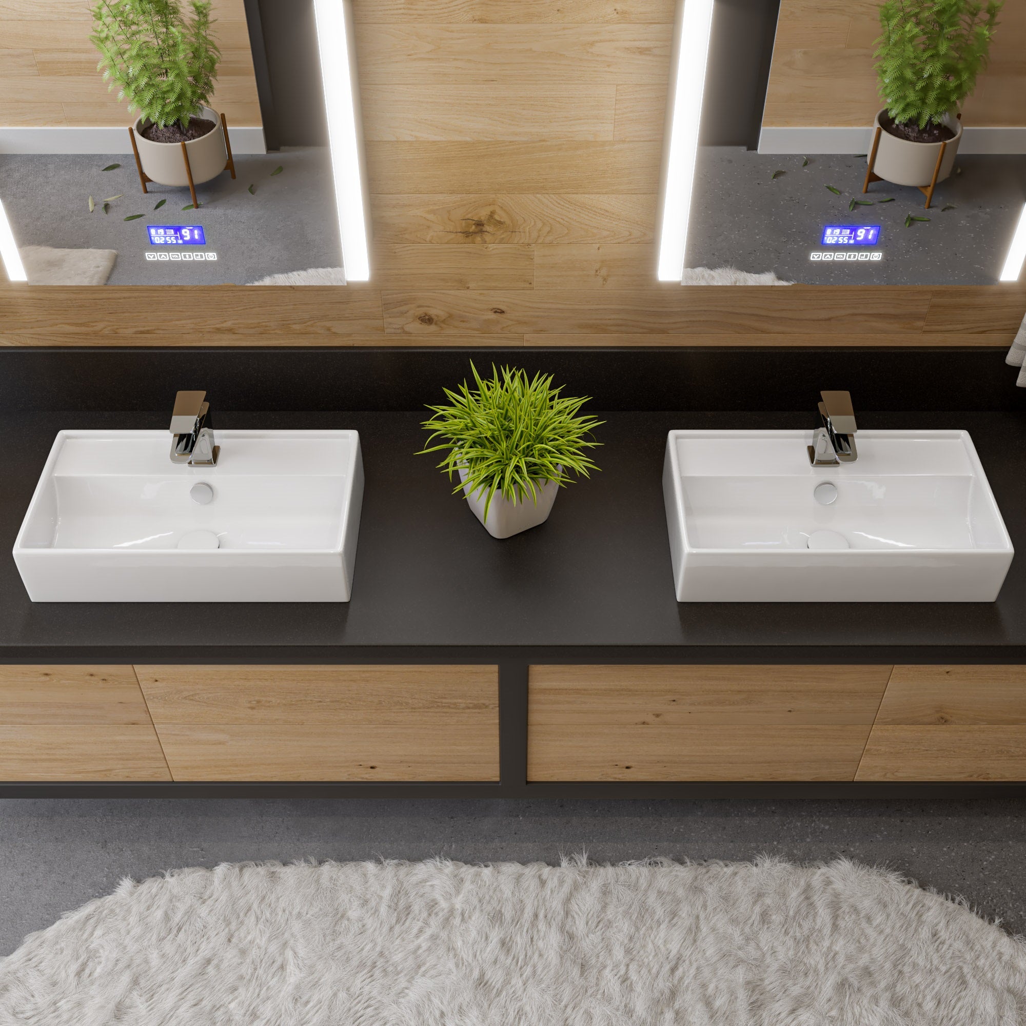 ALFI ABC122 White 22" Rectangular Wall Mounted Ceramic Sink with Faucet Hole