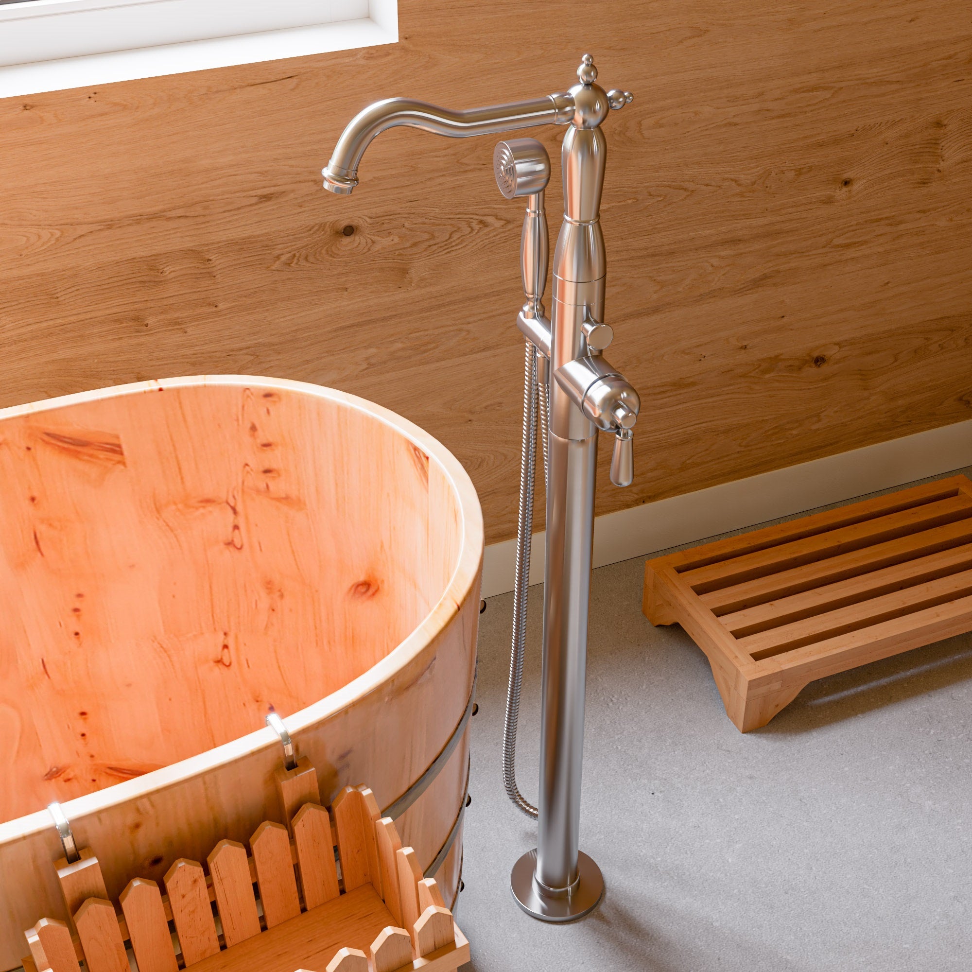ALFI AB2553-BN Brushed Nickel Free Standing Floor Mounted Bath Tub Filler