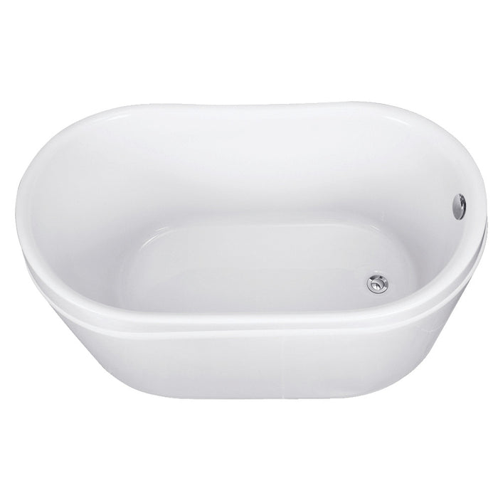 Kingston Brass VTRS522928 52" Acrylic Oval Single Slipper Freestanding Tub with Drain, Glossy White