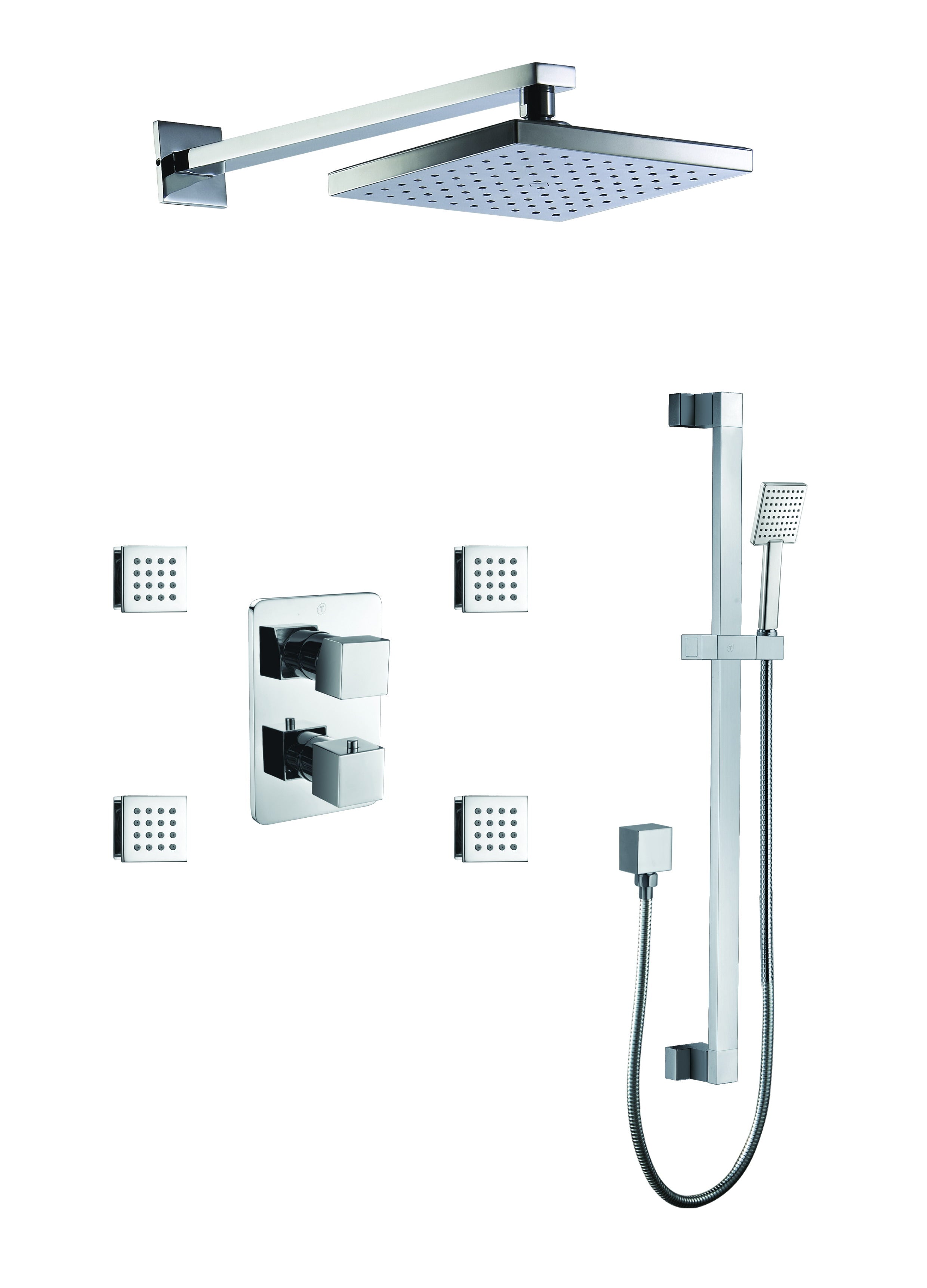 ALFI AB2287-PC Polished Chrome 3 Way Thermostatic Shower Set with Body Sprays