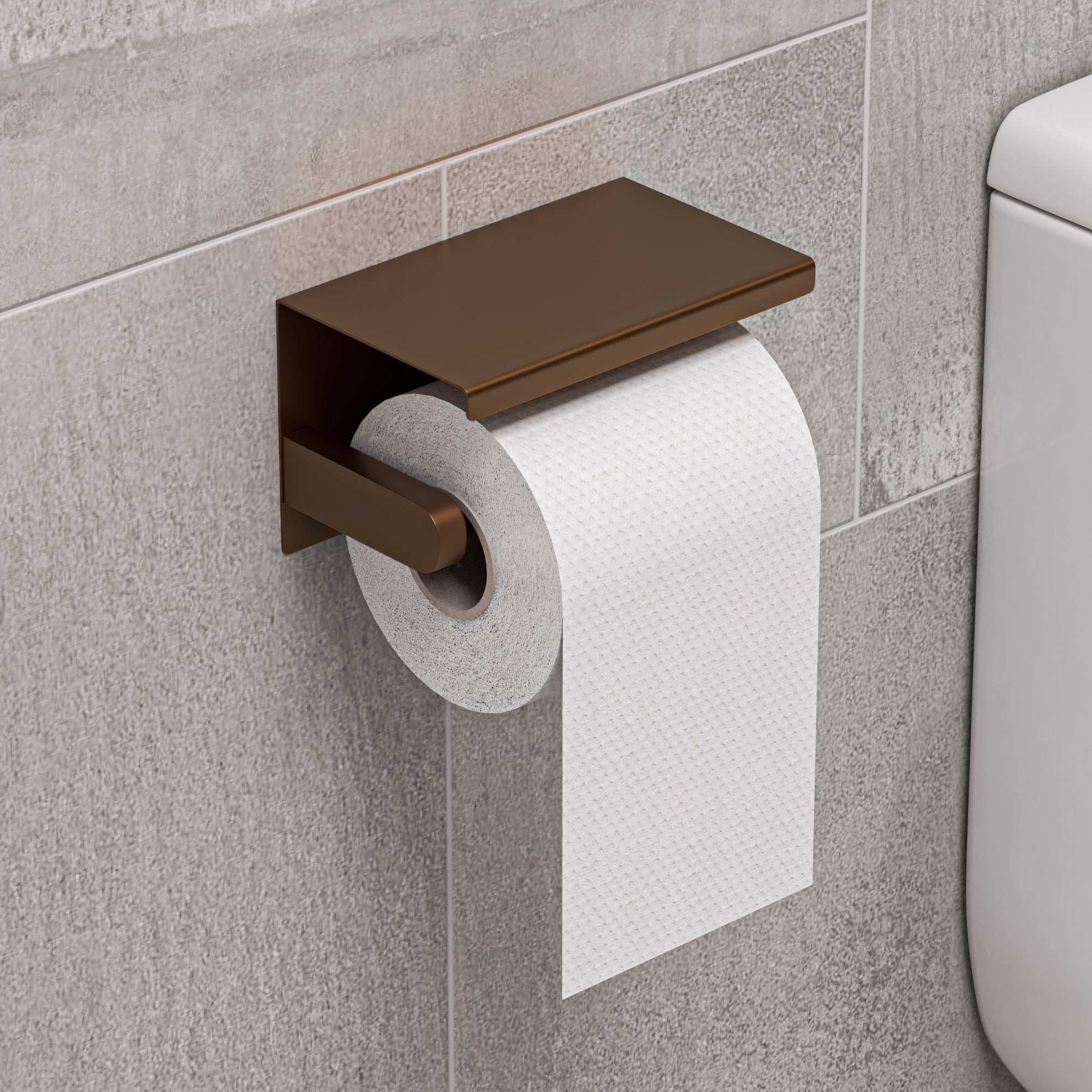 ALFI ABTPP66-BC Brushed Copper PVD Stainless Steel Toilet Paper Holder with Shelf
