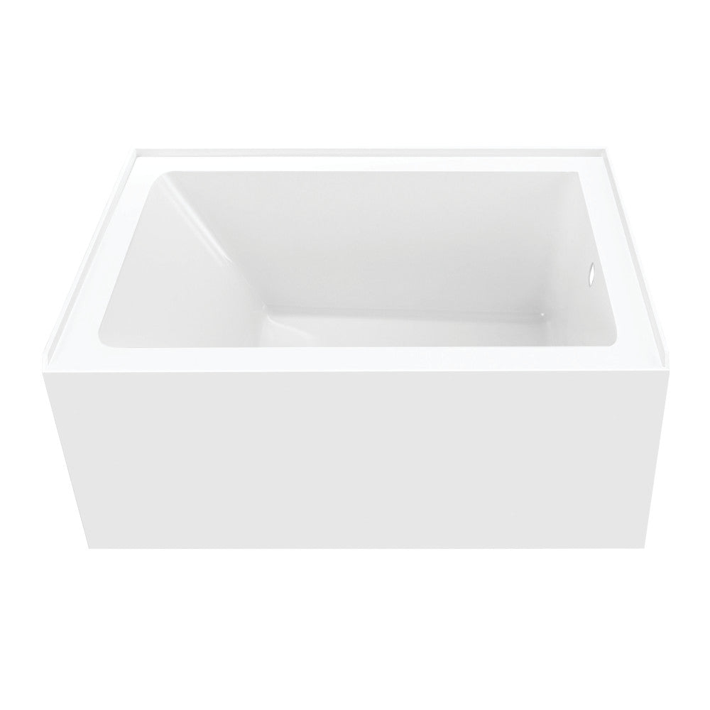 Aqua Eden VTAP4836R22 48" Acrylic Rectangular 3-Wall Alcove Tub, Right Hand Drain, Glossy White