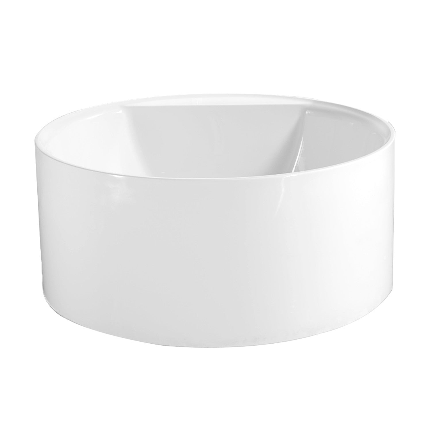 Kingston Brass VTRO535322 53" Acrylic Round Double Ended Freestanding Tub with Drain, Glossy White