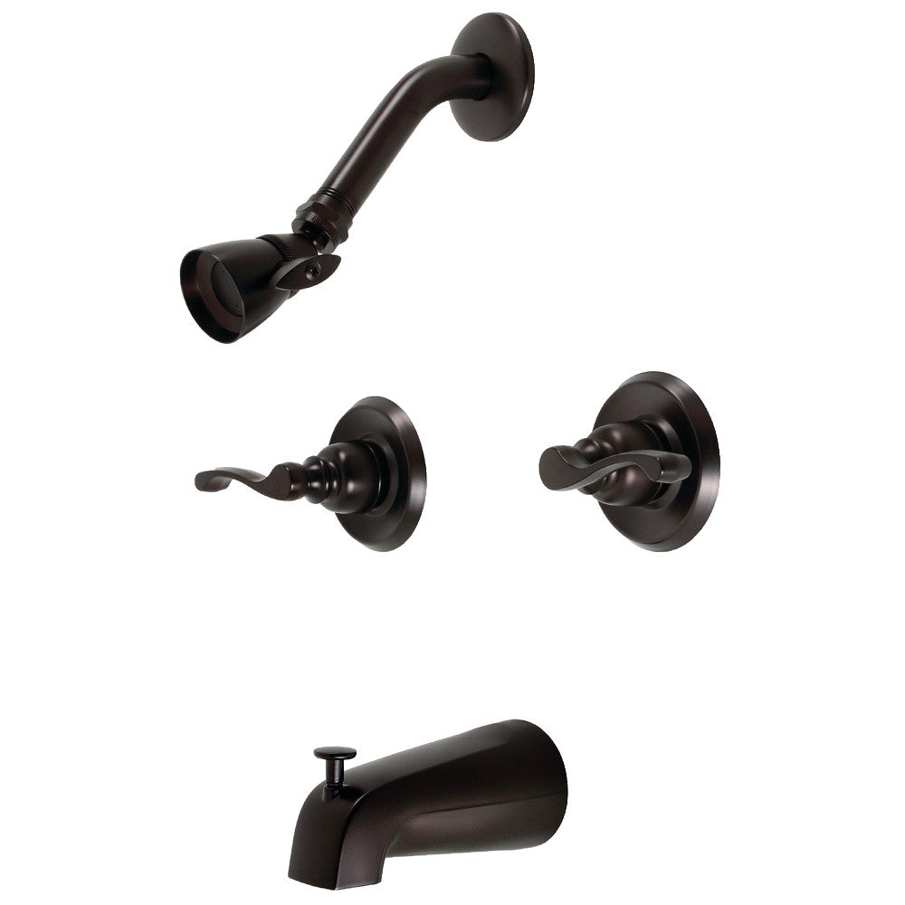 Kingston Brass KB245FL Royal Double-Handle Tub and Shower Faucet, Oil Rubbed Bronze
