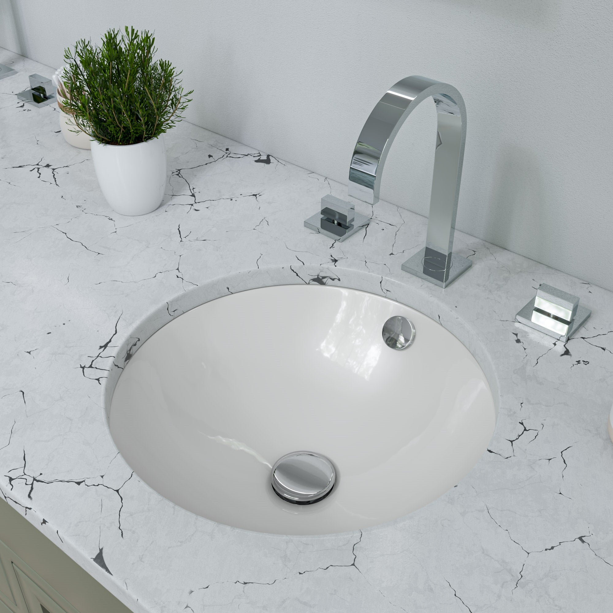 ALFI ABC601 White 17" Round Undermount Ceramic Sink