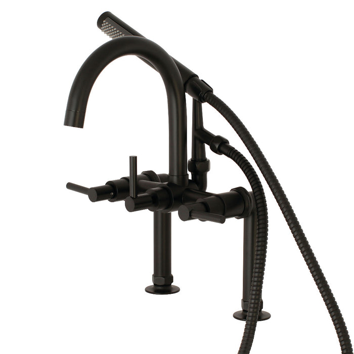 Aqua Vintage AE8100DL Concord 7" Center Deck-Mount Clawfoot Tub Faucet with Hand Shower, Matte Black