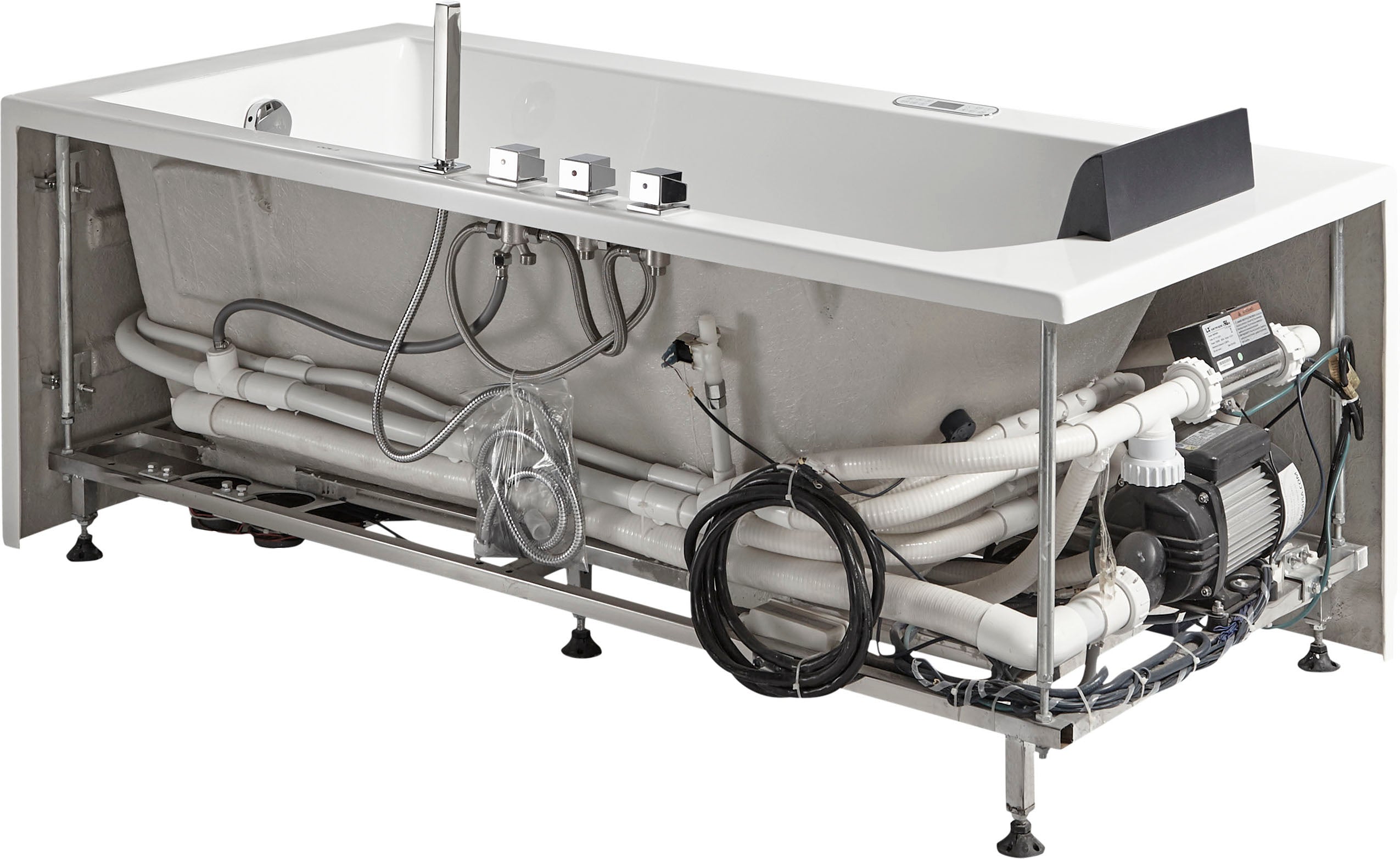EAGO AM154ETL-R5 5 ft Acrylic White Rectangular Whirlpool Bathtub w Fixtures