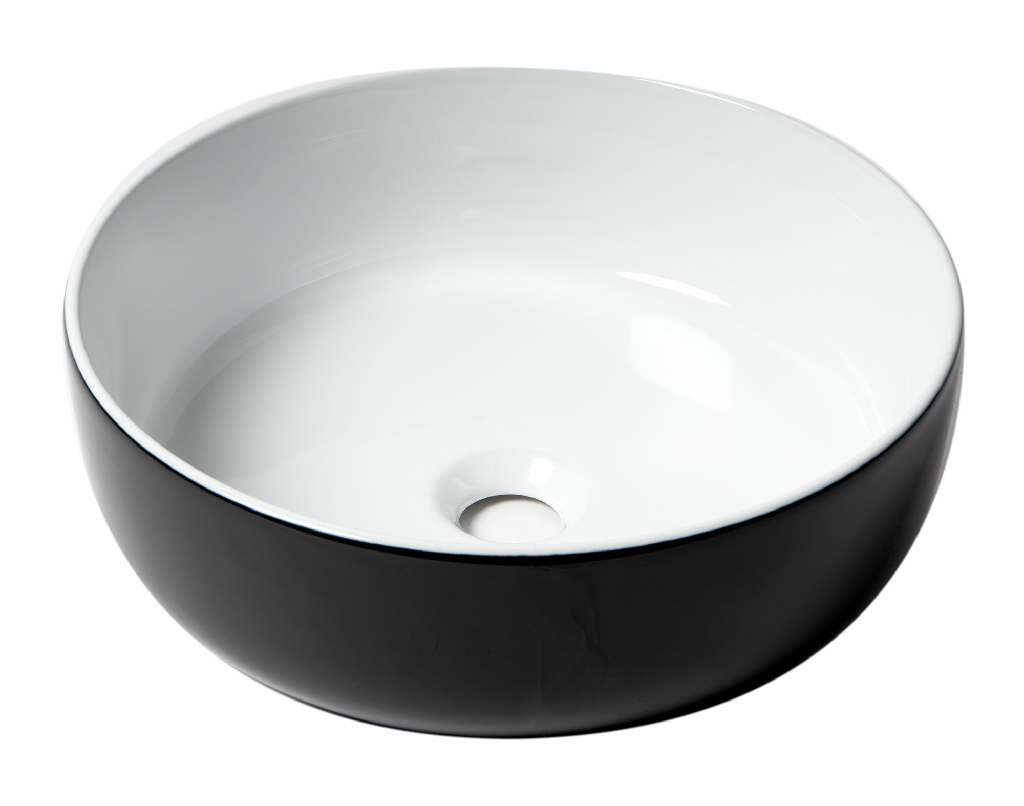 ALFI ABC908 Black & White 15" Round Above Mount Ceramic Sink