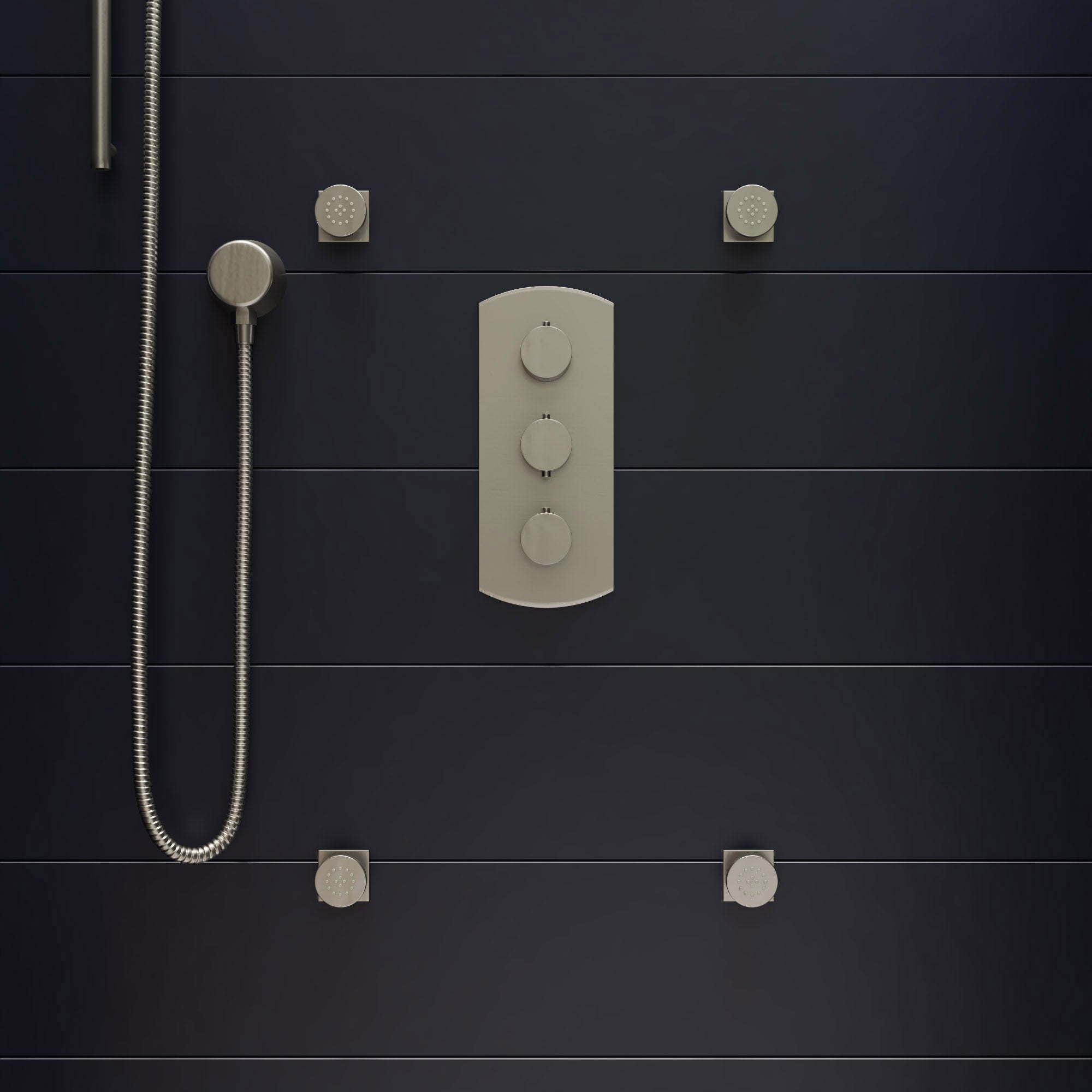 ALFI AB4001-BN Brushed Nickel Concealed 3-Way Thermostatic Valve Shower Mixer Round Knobs