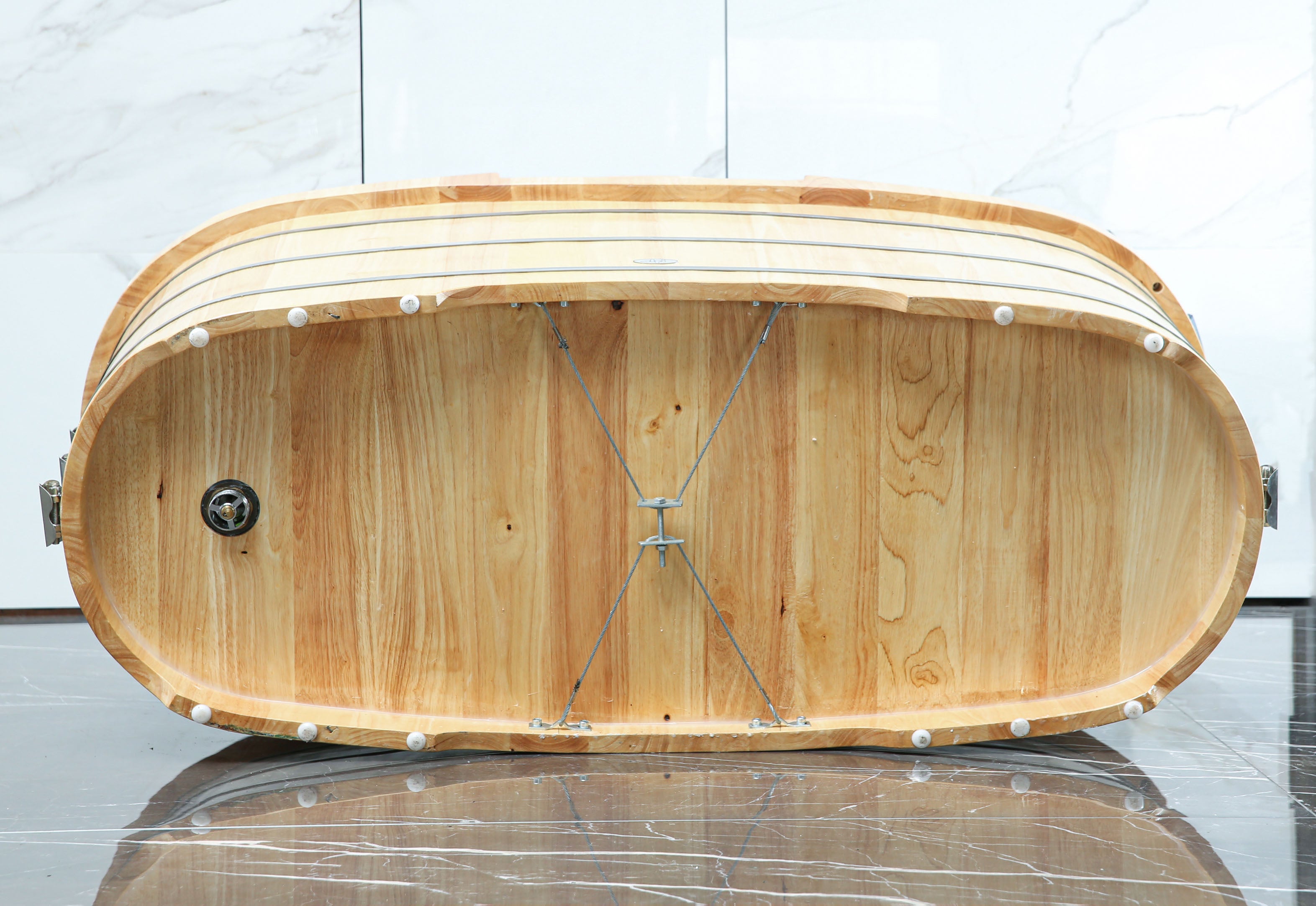 ALFI AB1163 61" Free Standing Wooden Bathtub with Cushion Headrest