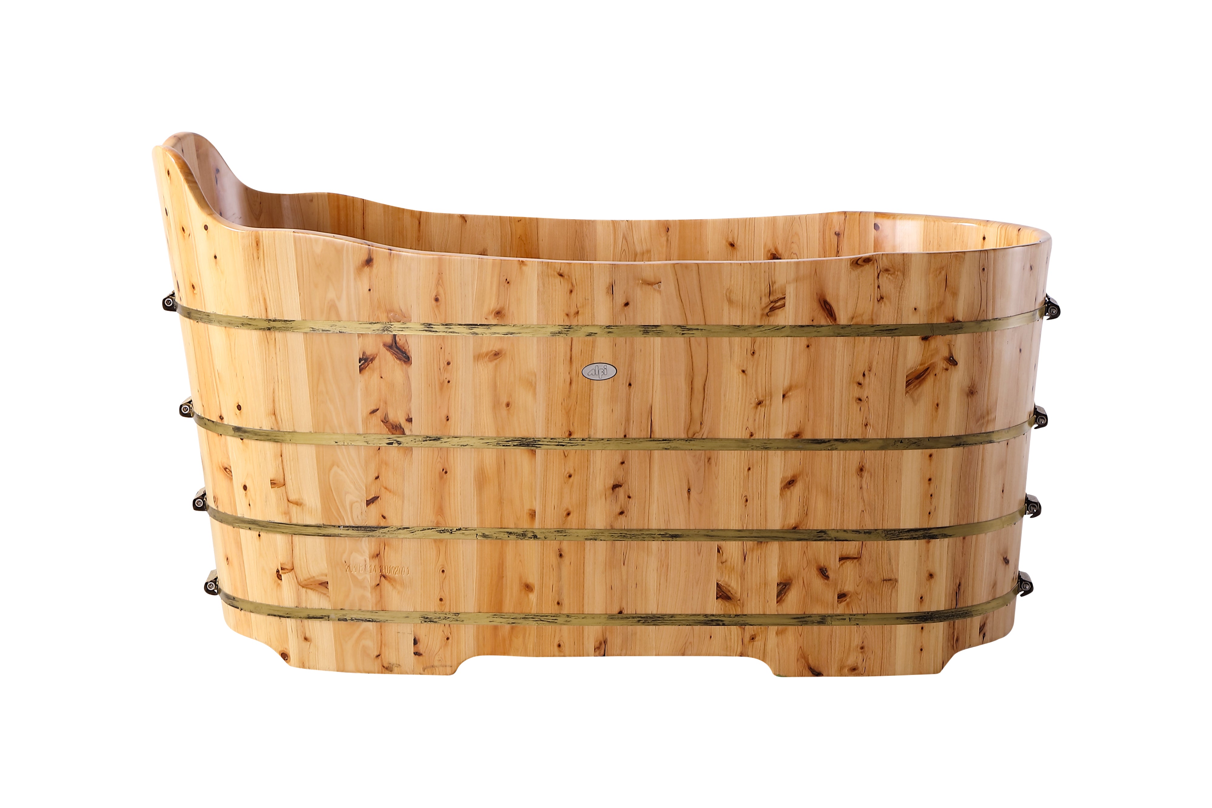 ALFI AB1103 59" Free Standing Cedar Wood Bathtub with Bench