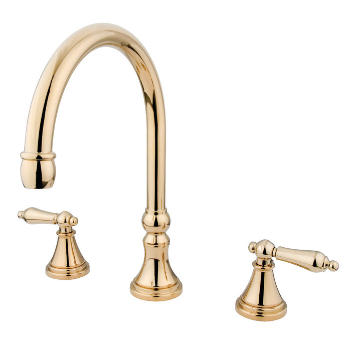Kingston Brass KS2342AL Roman Two-Handle Deck Mount Roman Tub Faucet, Polished Brass
