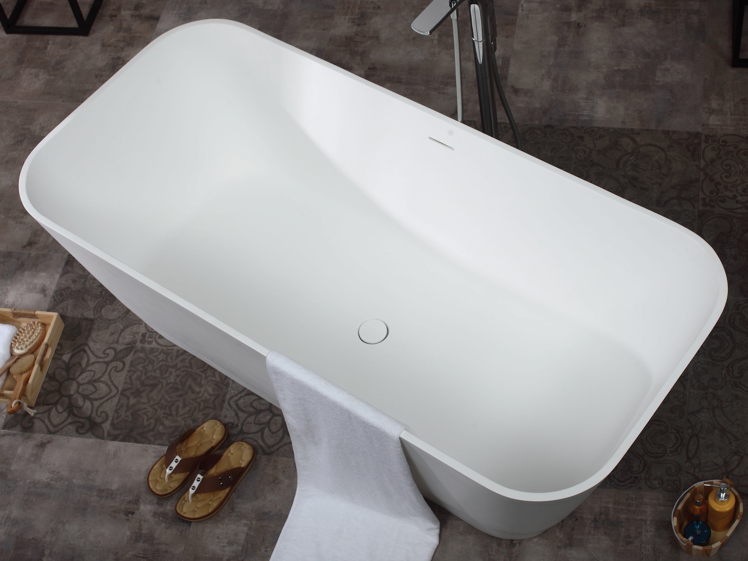 ALFI AB9952 67" White Rectangular Solid Surface Smooth Resin Soaking Bathtub