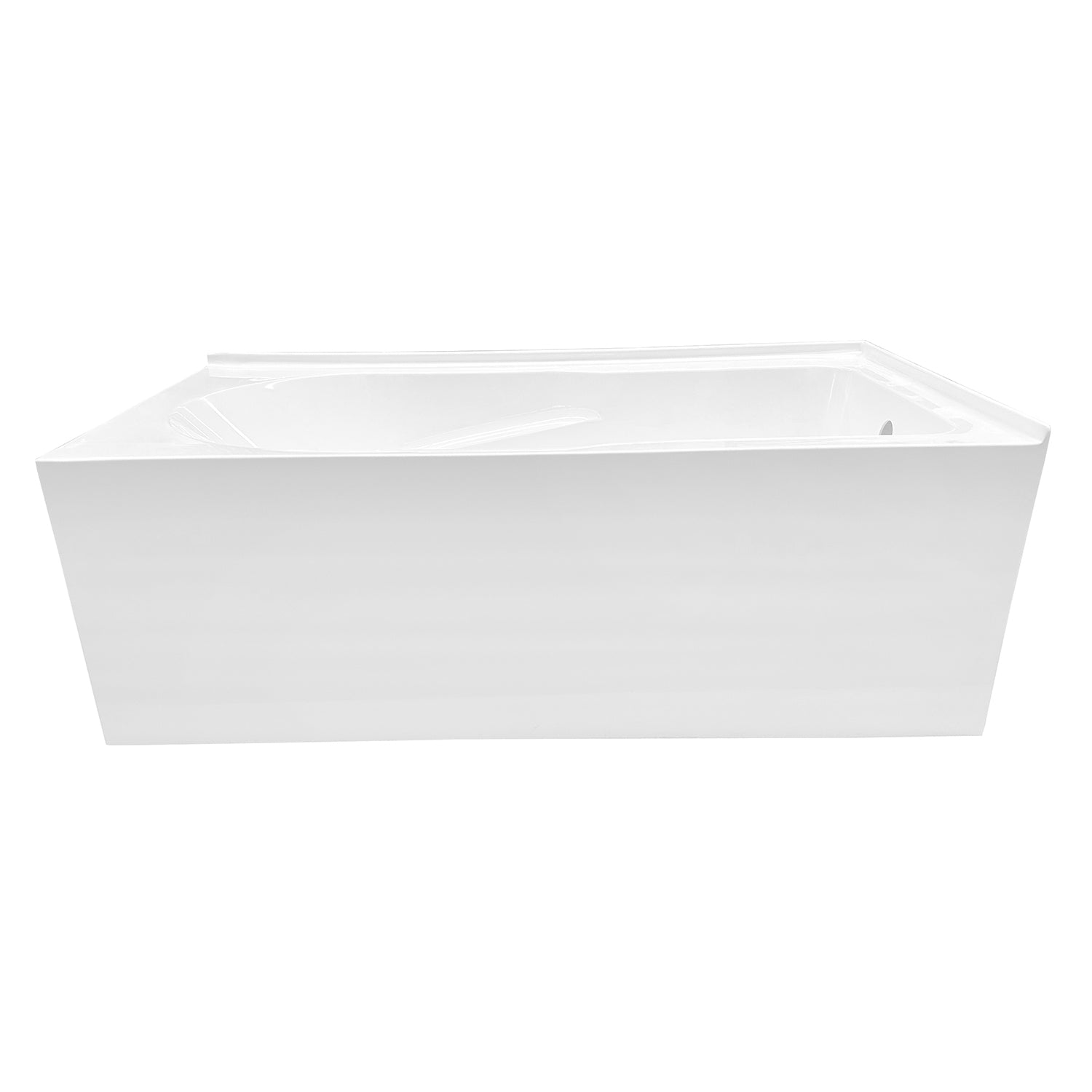 Aqua Eden VTAM6032R21TS 60" Acrylic Rectangular 2-Wall Corner Alcove Tub, Right Hand Drain, Glossy White