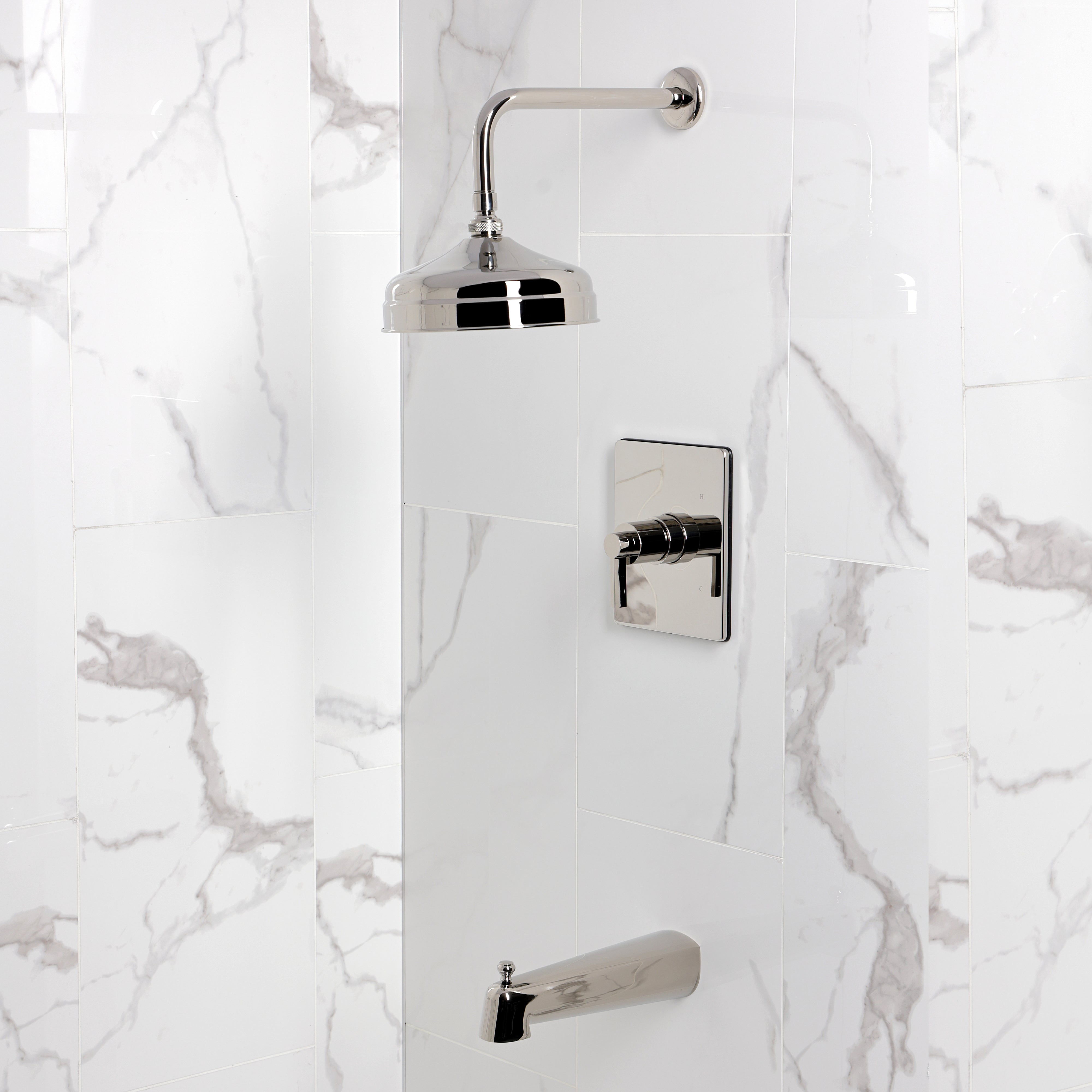 Kingston Brass KB6346NDL NuvoFusion Single-Handle Pressure Balanced Tub and Shower Faucet, Polished Nickel