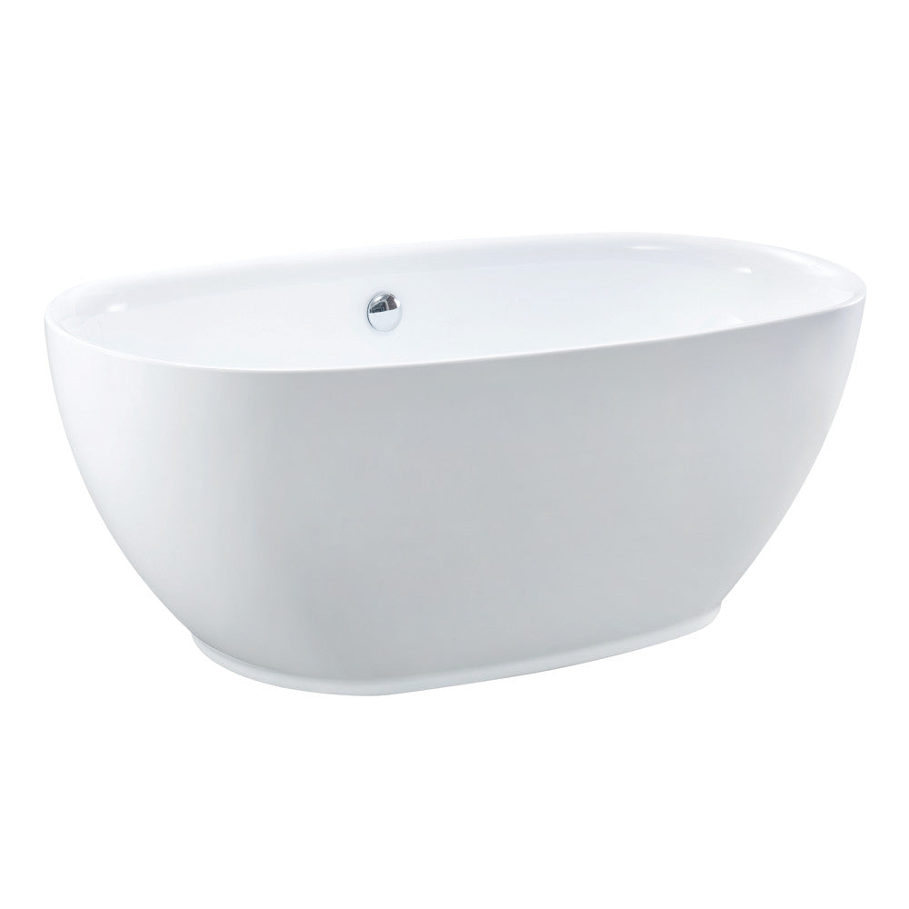 Kingston Brass VTOV593023U 59" Acrylic Oval Double Ended Freestanding Tub with Drain, Glossy White