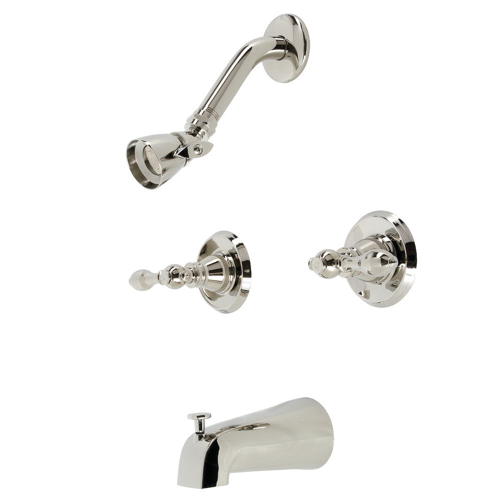 Kingston Brass KB246ACL American Classic Double-Handle Tub and Shower Faucet, Polished Nickel