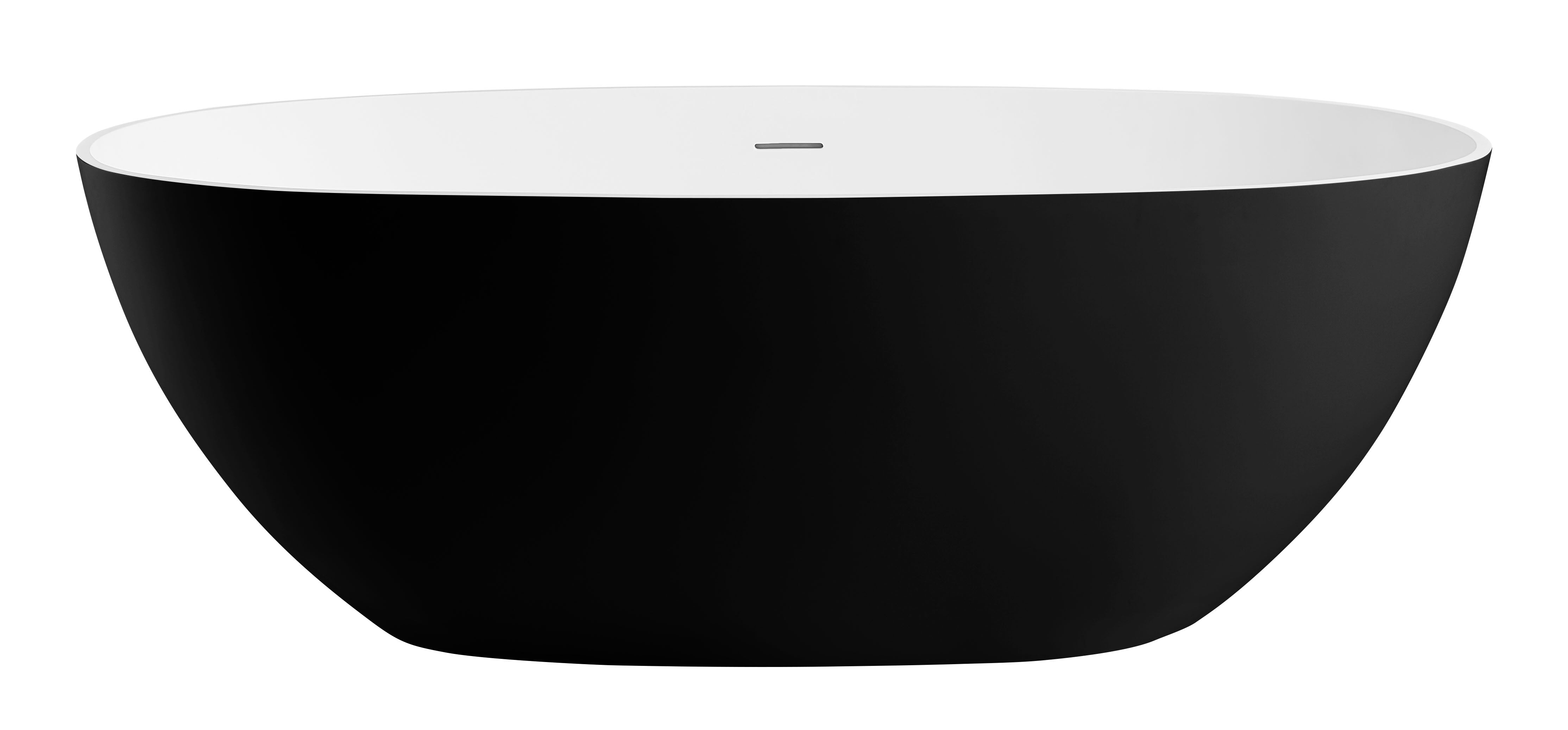 ALFI AB9975BM 59" Black & White Matte Oval Solid Surface Resin Soaking Bathtub