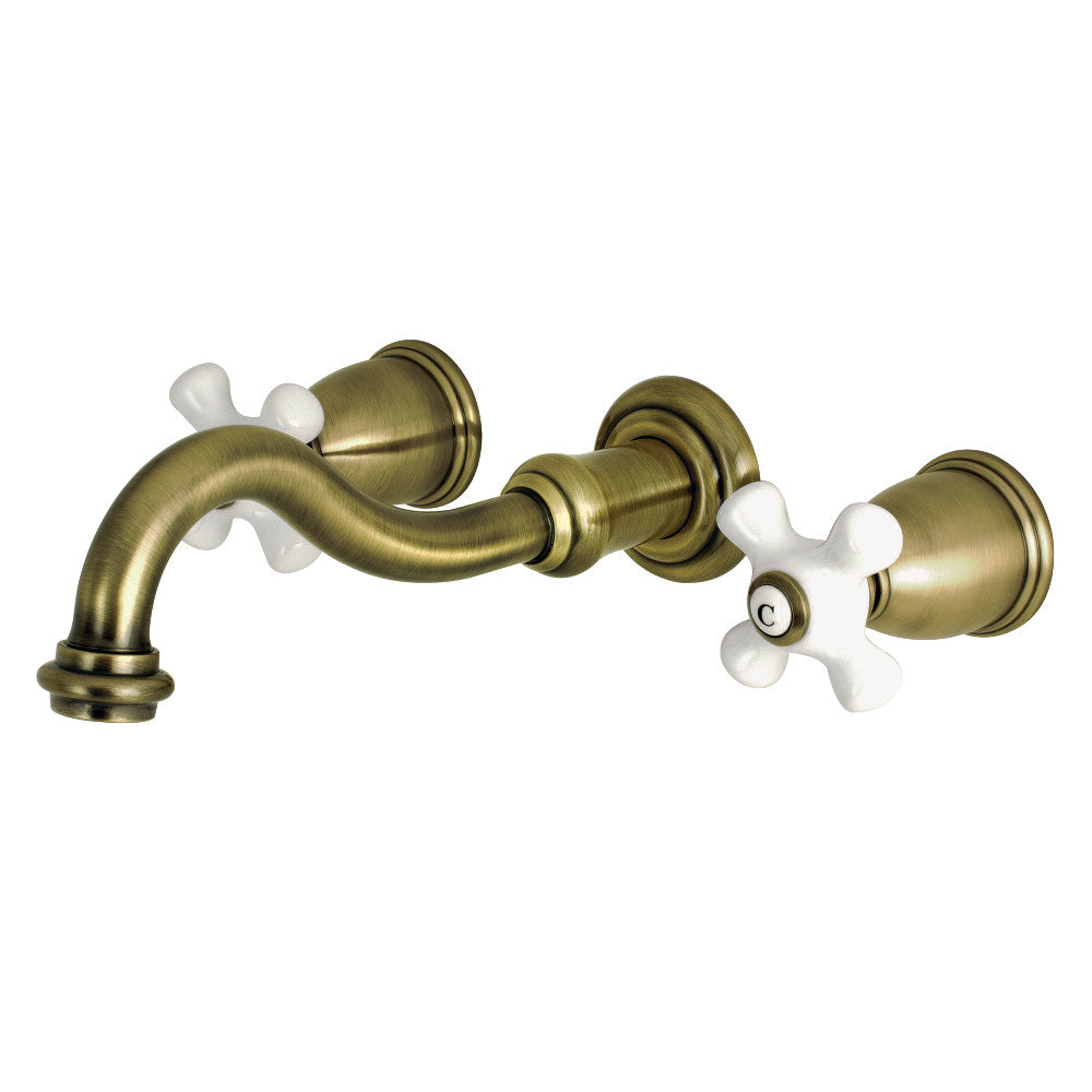 Kingston Brass KS3023PX Restoration Two-Handle Wall Mount Roman Tub Faucet, Antique Brass