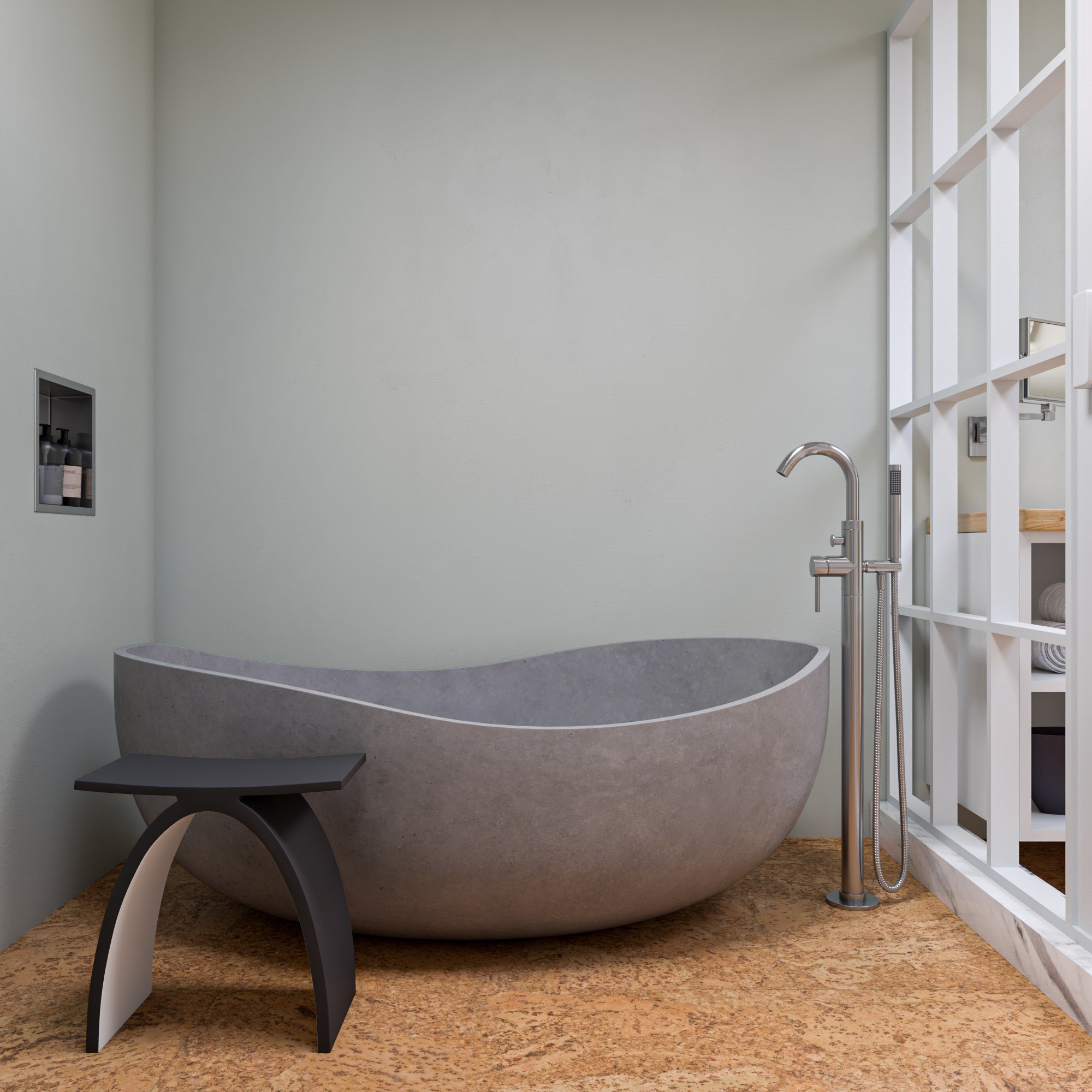 ALFI AB2534-BN Brushed Nickel Single Lever Floor Mounted Tub Filler Mixer w Hand Held Shower Head