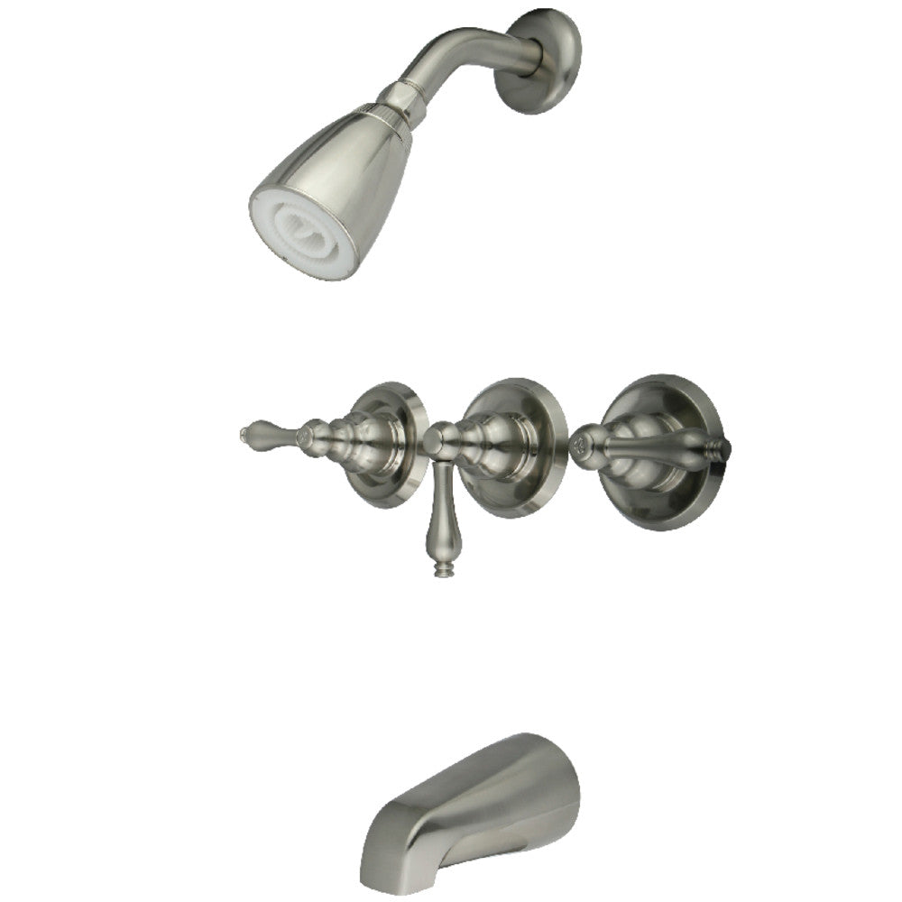 Kingston Brass KB238AL Victorian Triple-Handle Tub and Shower Faucet, Brushed Nickel