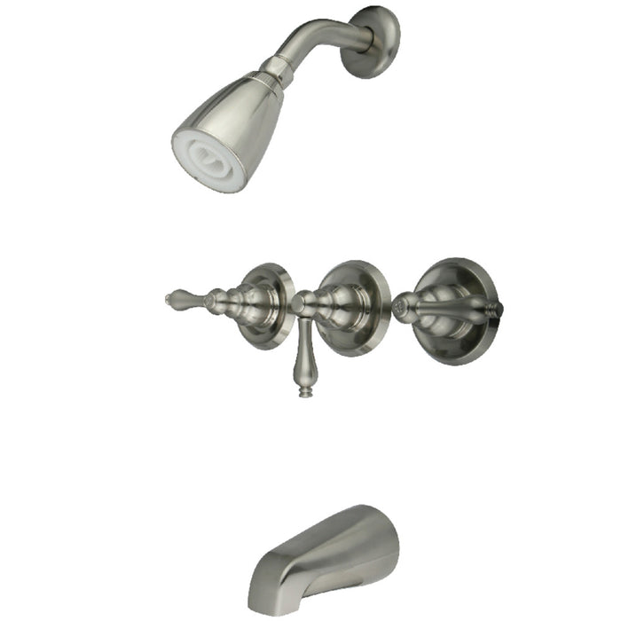 Kingston Brass KB238AL Victorian Triple-Handle Tub and Shower Faucet, Brushed Nickel